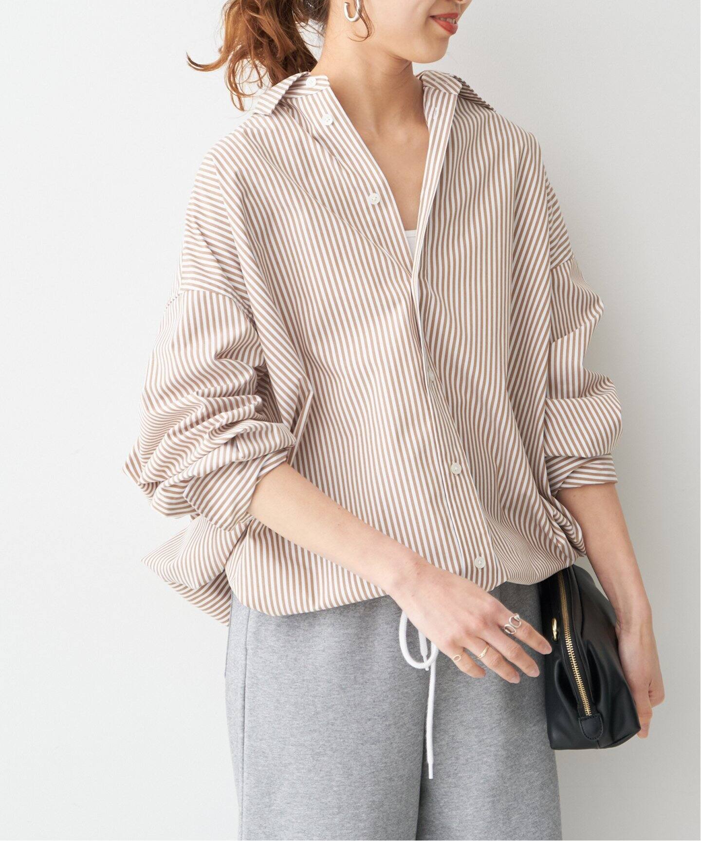 追加》CO/PEストライプヘムギャザーシャツ（シャツ／ブラウス）｜Spick  