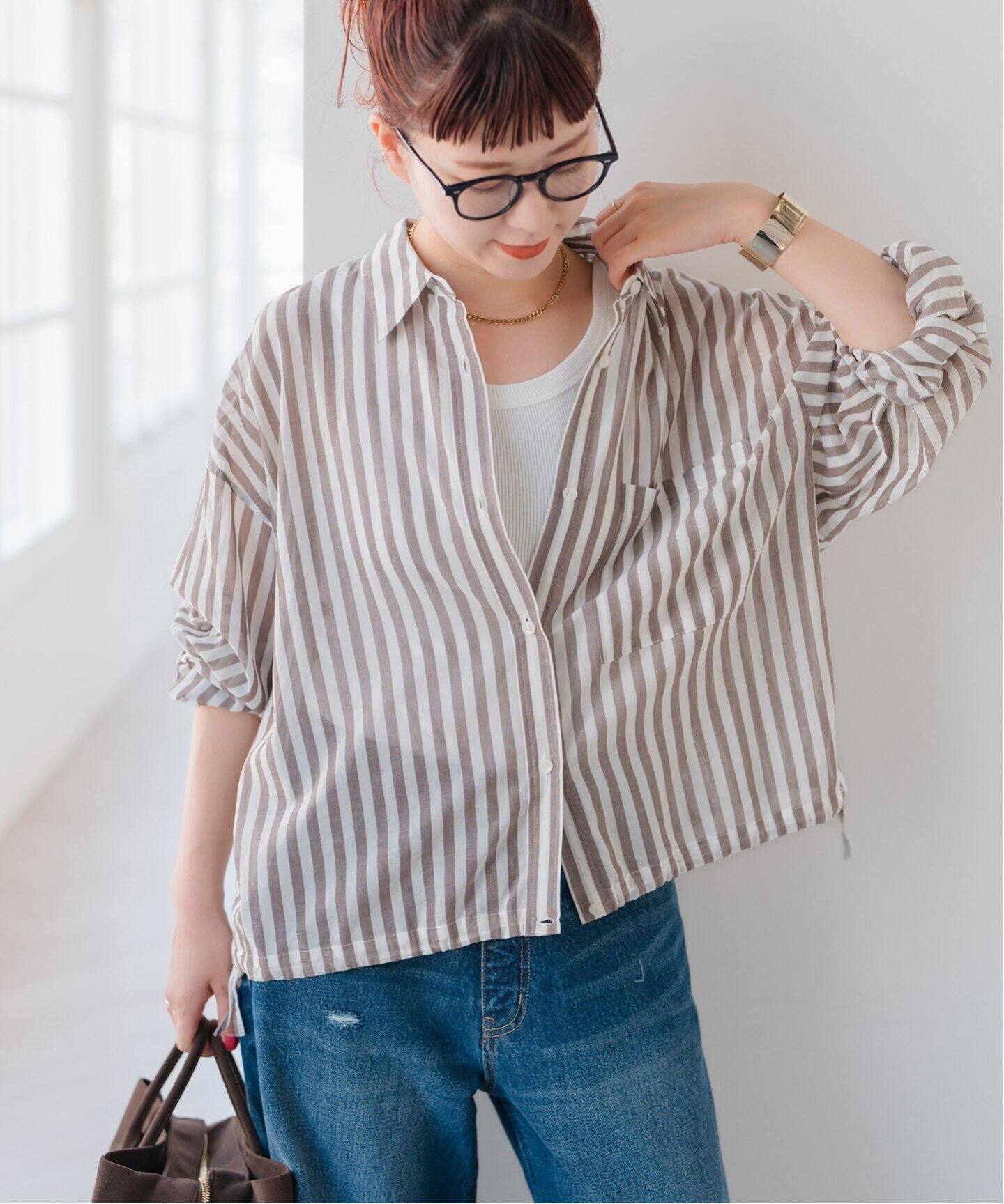 Spick & Span コットンボイルストライプショートシャツ コットンボイルストライプショートシャツ（シャツ／ブラウス）｜Spick