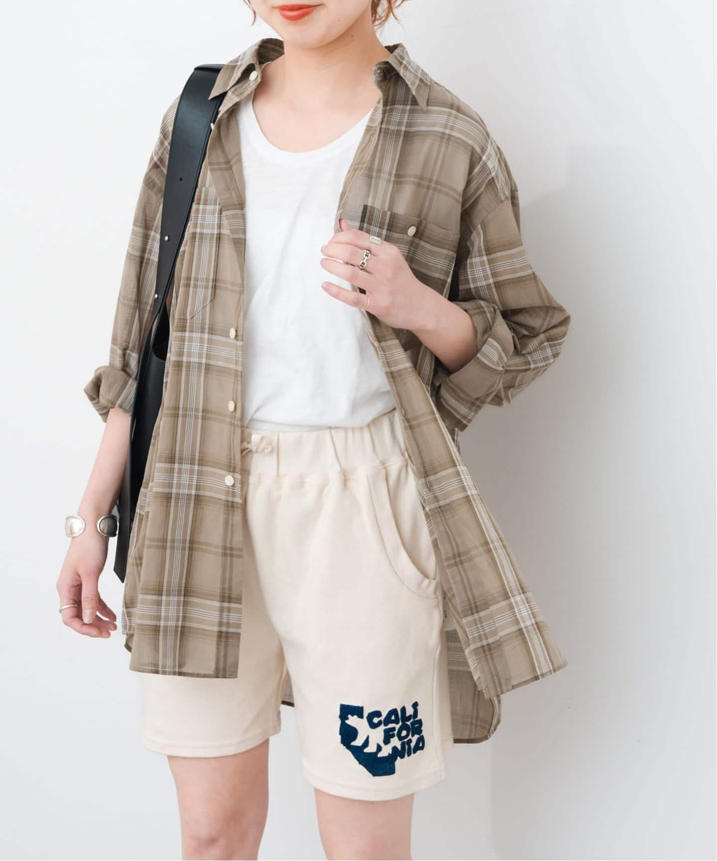 【スピック＆スパン】コットンボイルチェックシャツ ベージュベース スピック＆スパン Spick & Span 《WEB限定追加予約》コットン