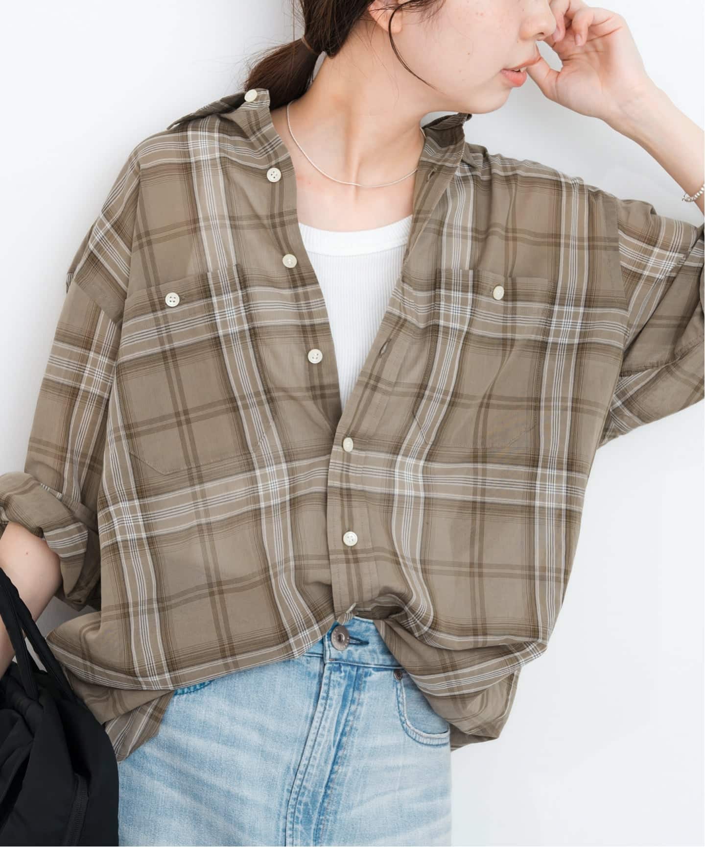 Spick & Span 25SSコットンボイルチェックシャツ　スピック＆スパン 追加》コットンボイルチェックシャツ（シャツ／ブラウス