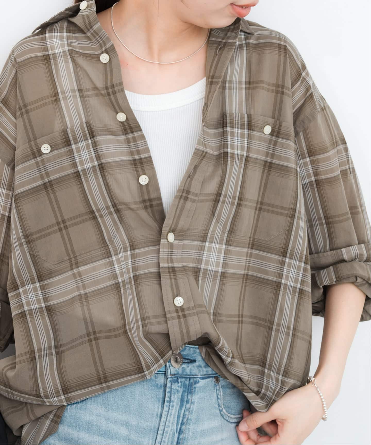 Spick and Span/スピック＆スパン　コットンボイルチェックシャツ新品 買取入荷】2023 SPICK&SPAN コットンボイルチェックルーズシャツ