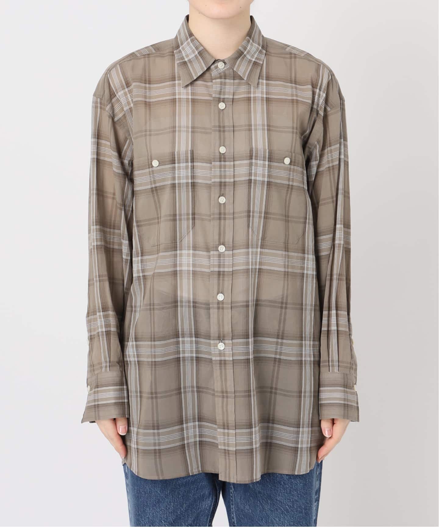 Spick&Span 新品 コットンボイルチェックシャツ 24SS Spick＆Span ブラウス シャツ 「WEB限定追加」コットンボイル