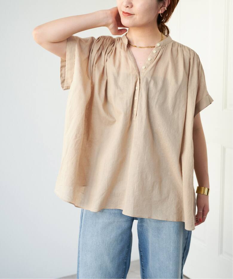 WEB限定》コットンリネンスクエアフレンチスリーブ（シャツ／ブラウス  