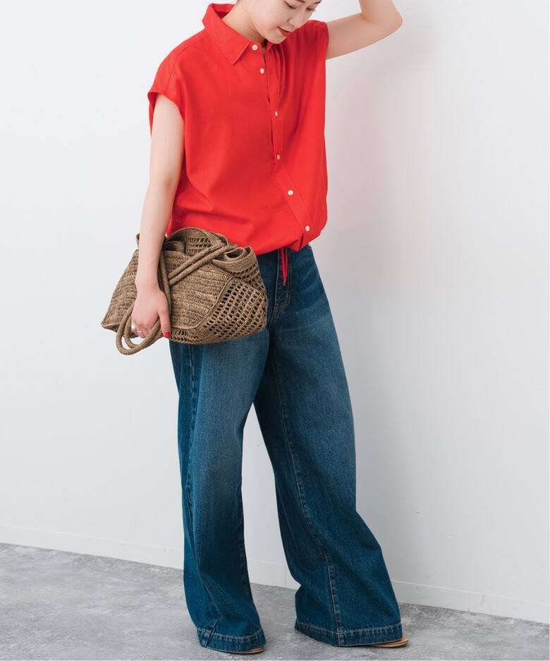 リネンブレンドフレンチヘムギャザーシャツ（シャツ／ブラウス  