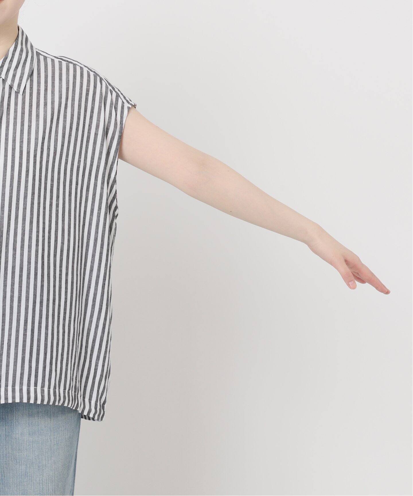 リネンブレンドフレンチヘムギャザーシャツ（シャツ／ブラウス 