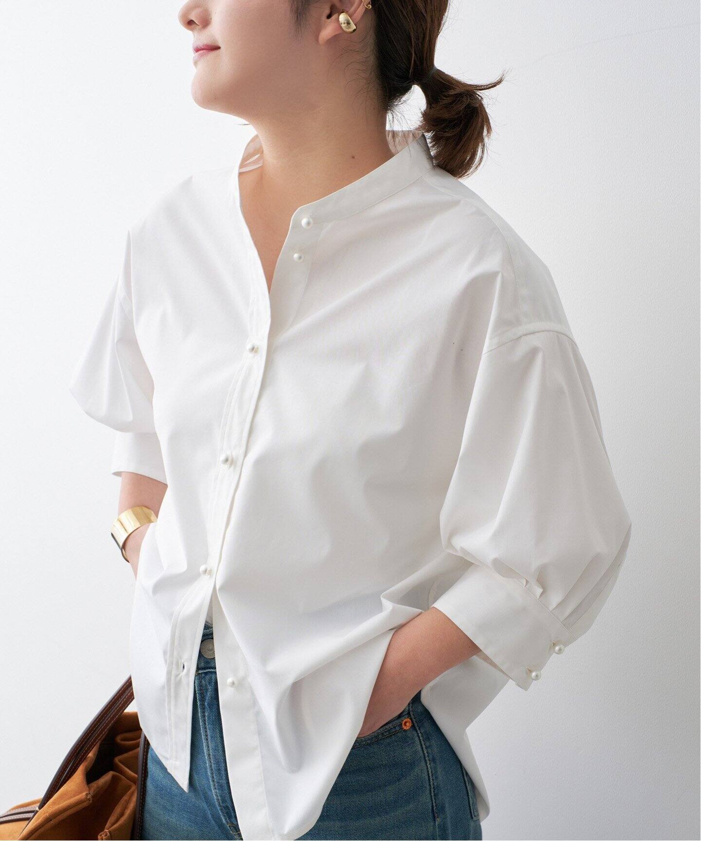 完全受注生産】SO パールボタンギャザースリーブシャツ（シャツ  