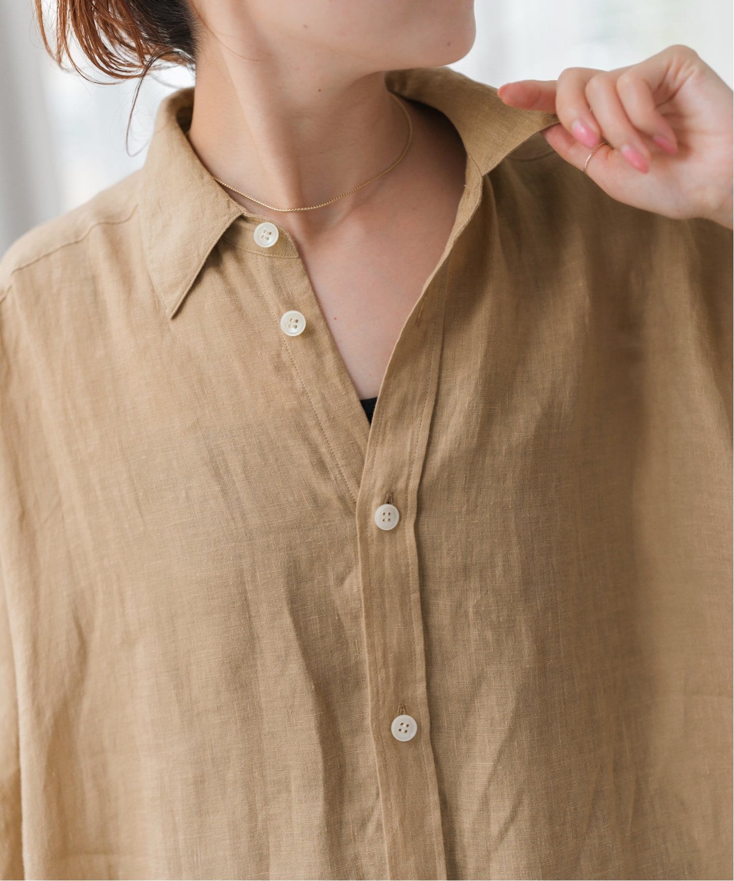 60リネンキャンバスドルマンンスリーブシャツ（シャツ／ブラウス