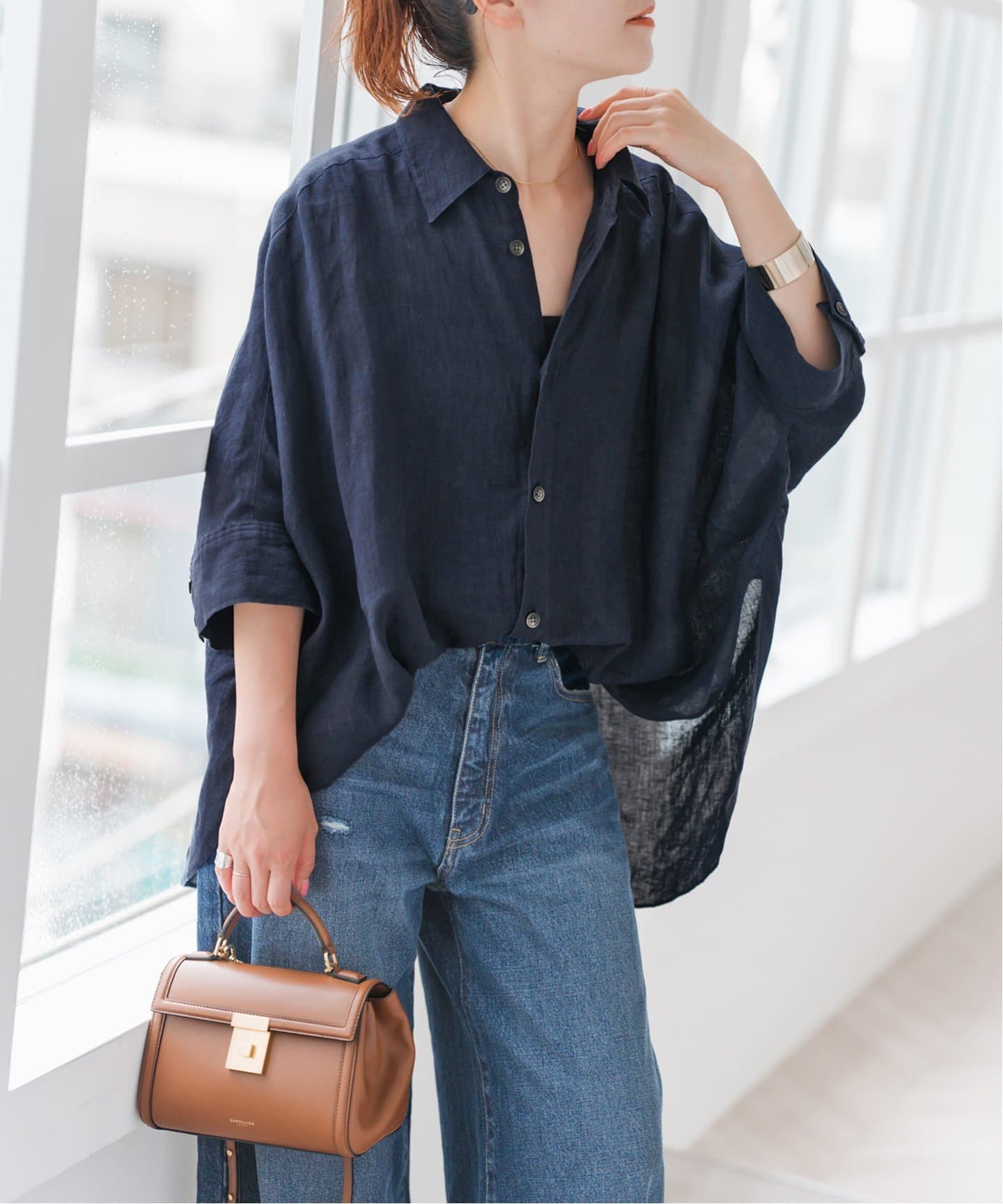未使用　アトリエSpick&amp;Span ドルマンスリープシャツ 60リネンキャンバスドルマンンスリーブシャツ（シャツ／ブラウス