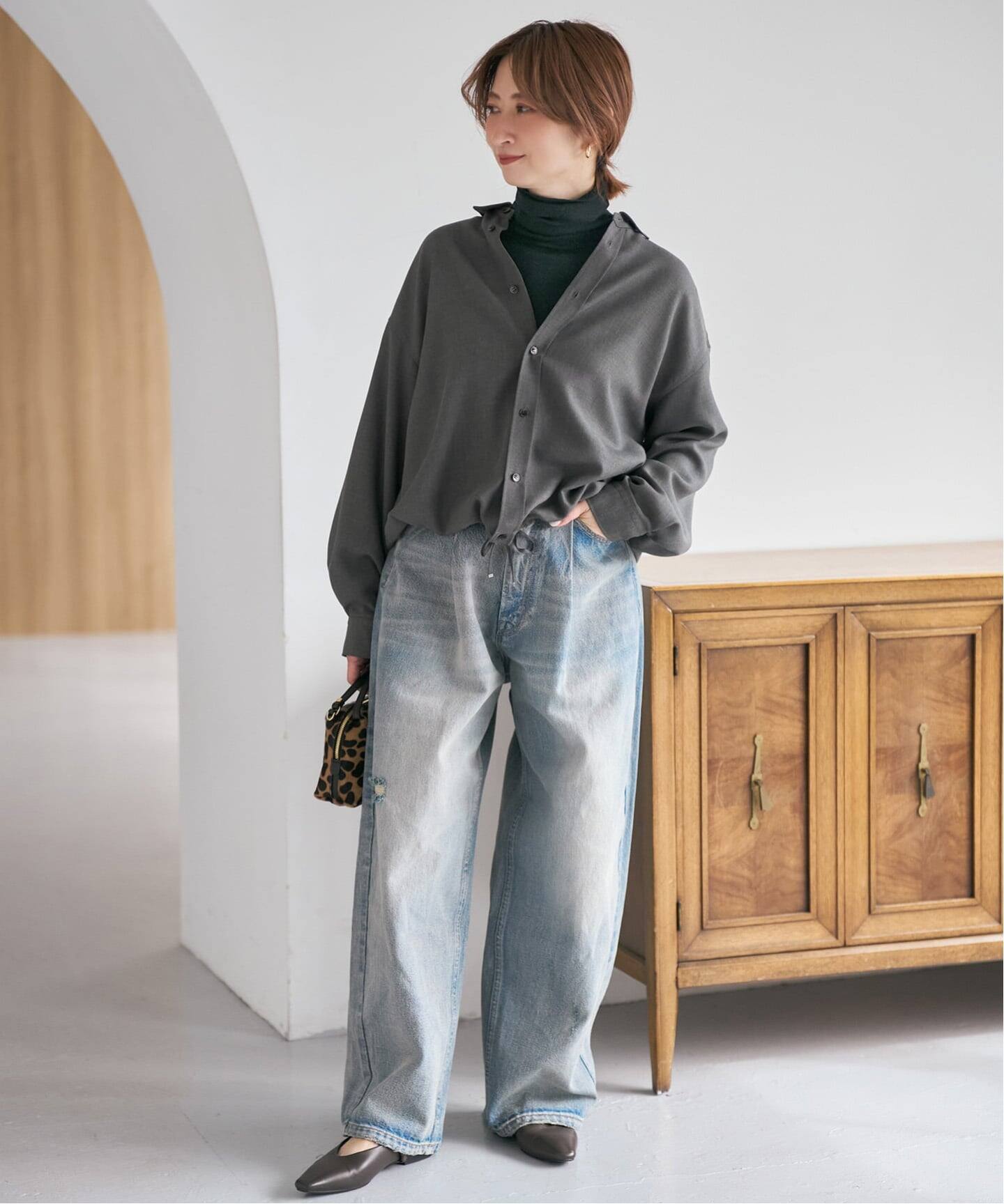 追加》ウールライクヘムギャザーシャツ（シャツ／ブラウス）｜Spick