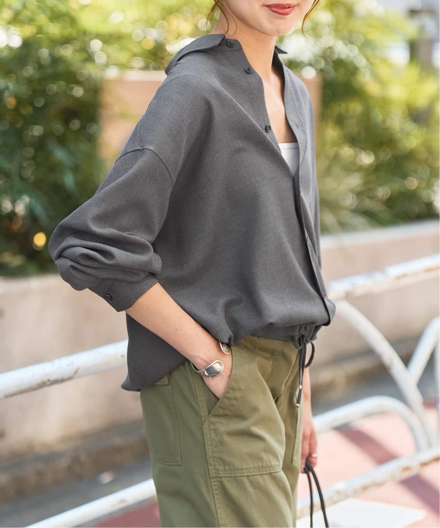 追加》ウールライクヘムギャザーシャツ（シャツ／ブラウス）｜Spick