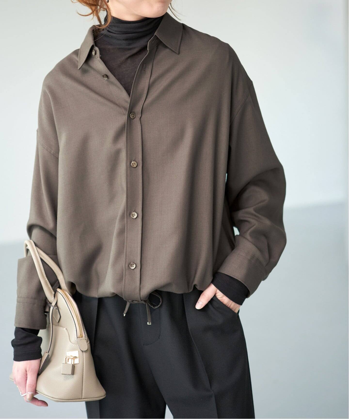 追加》ウールライクヘムギャザーシャツ（シャツ／ブラウス）｜Spick
