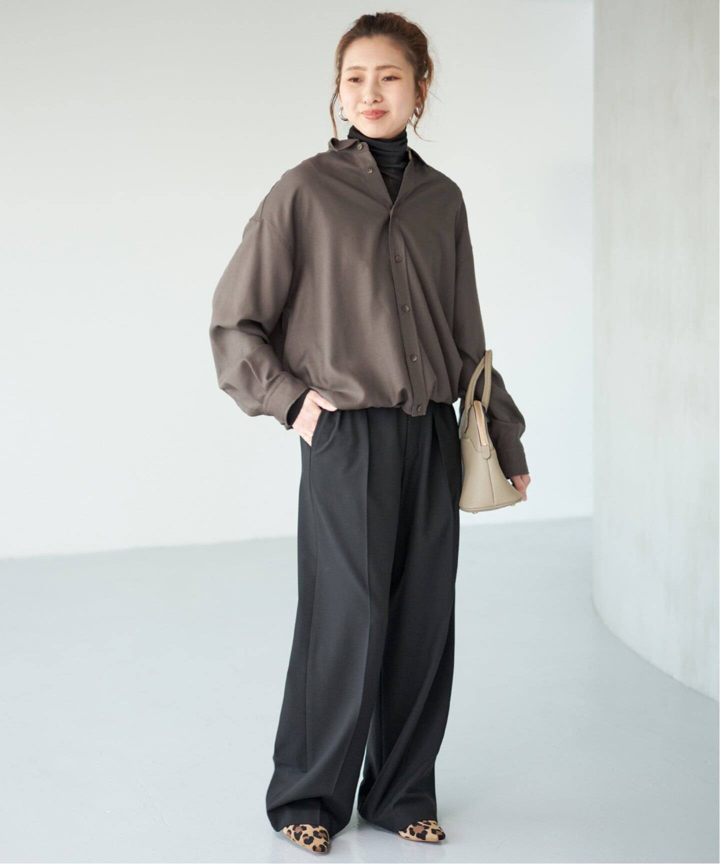 追加》ウールライクヘムギャザーシャツ（シャツ／ブラウス）｜Spick