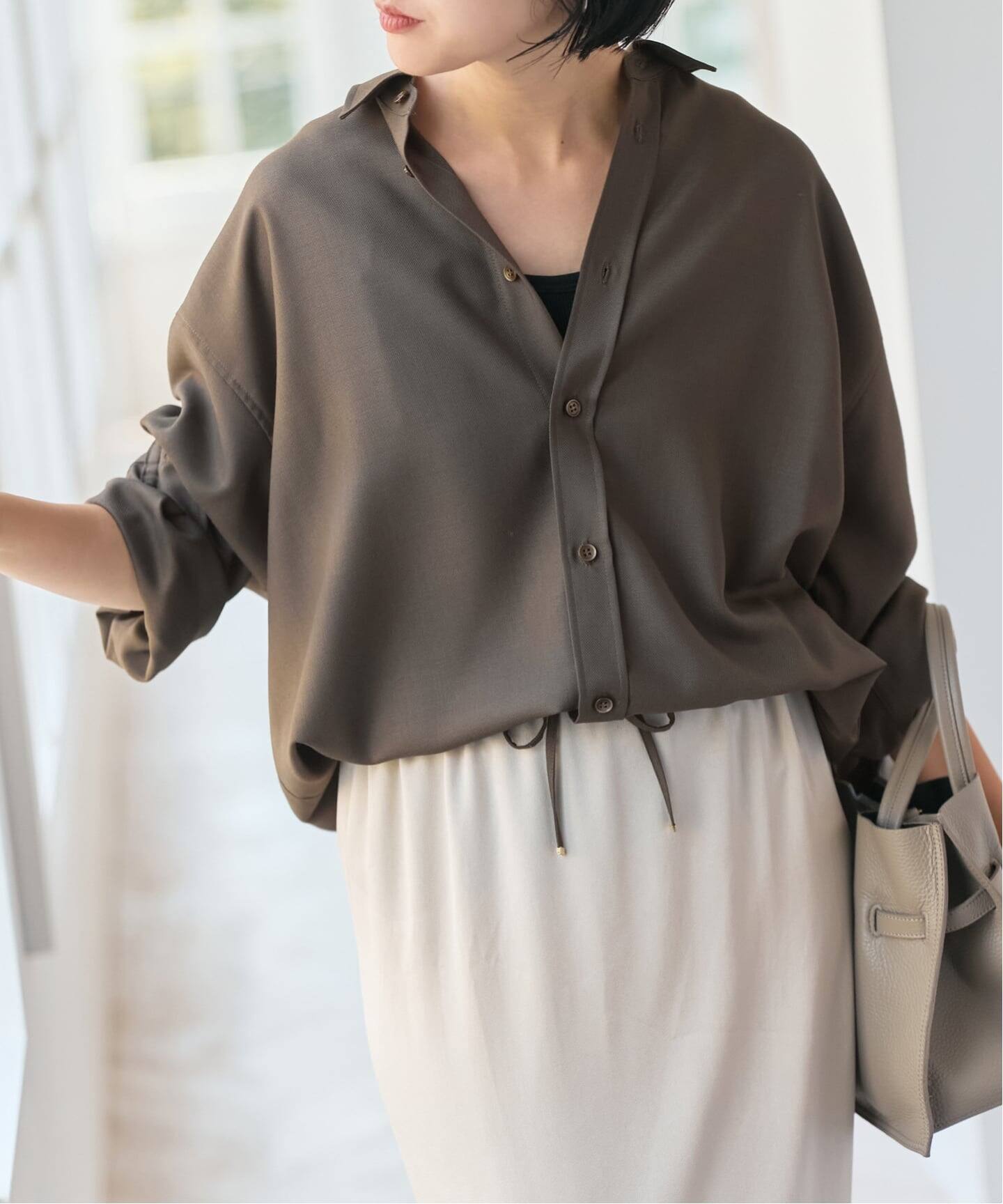 追加》ウールライクヘムギャザーシャツ（シャツ／ブラウス）｜Spick