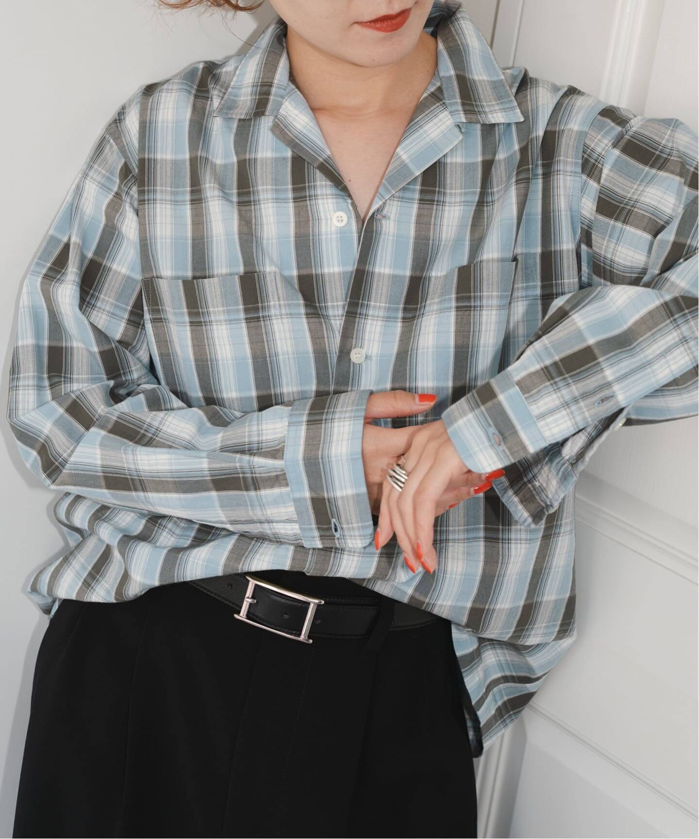 スピック＆スパン K.Ayami*Sコラボ 2WAY　チェックシャツ　新品タグ付 K.Ayami*S 2WAY開襟シャツ（シャツ／ブラウス）｜Spick & Span