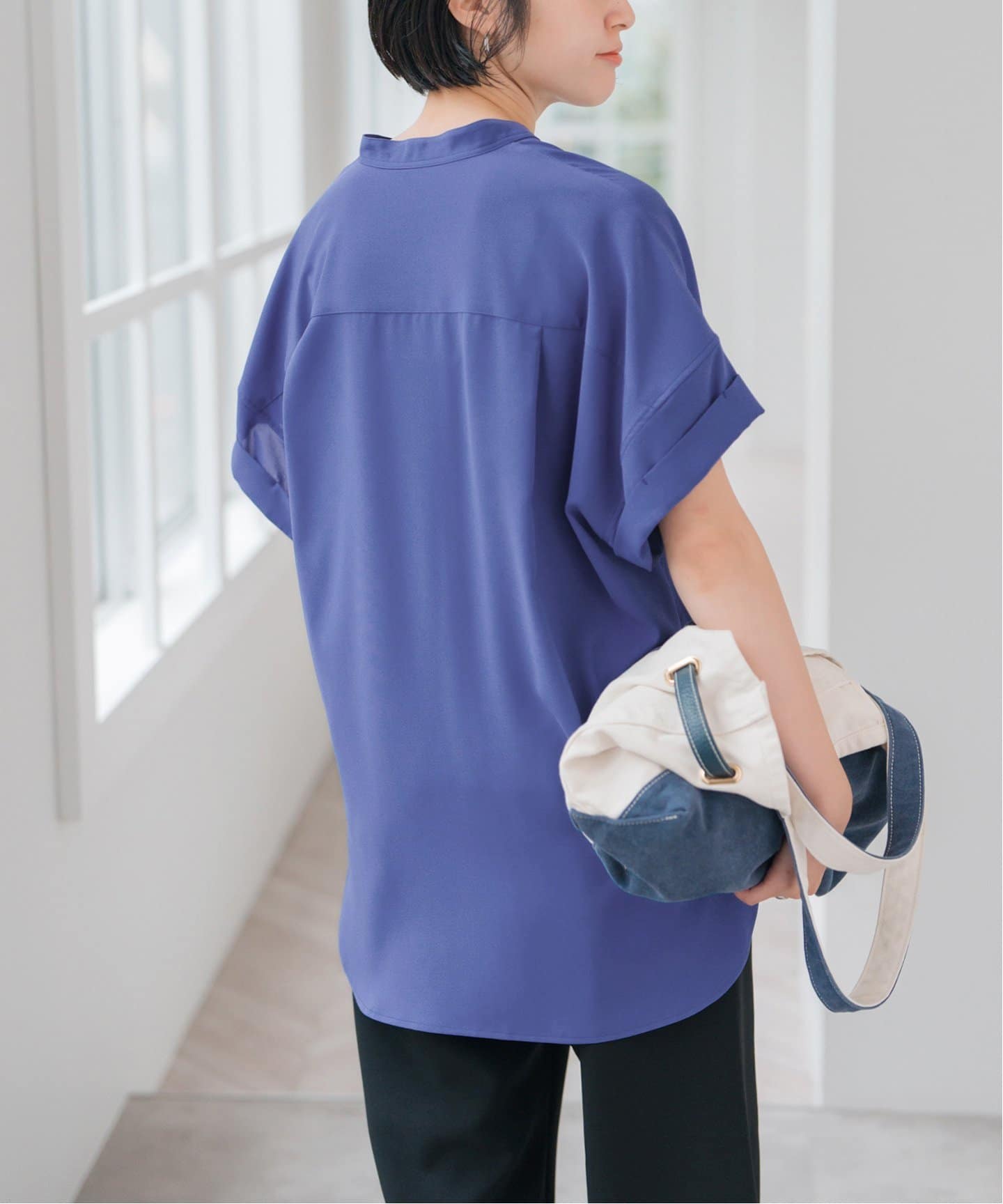 Spick and Span シルキードレープシャツ 今期 美品　ネイビー　紺 シルキードレープシャツ（シャツ／ブラウス）｜Spick and Span