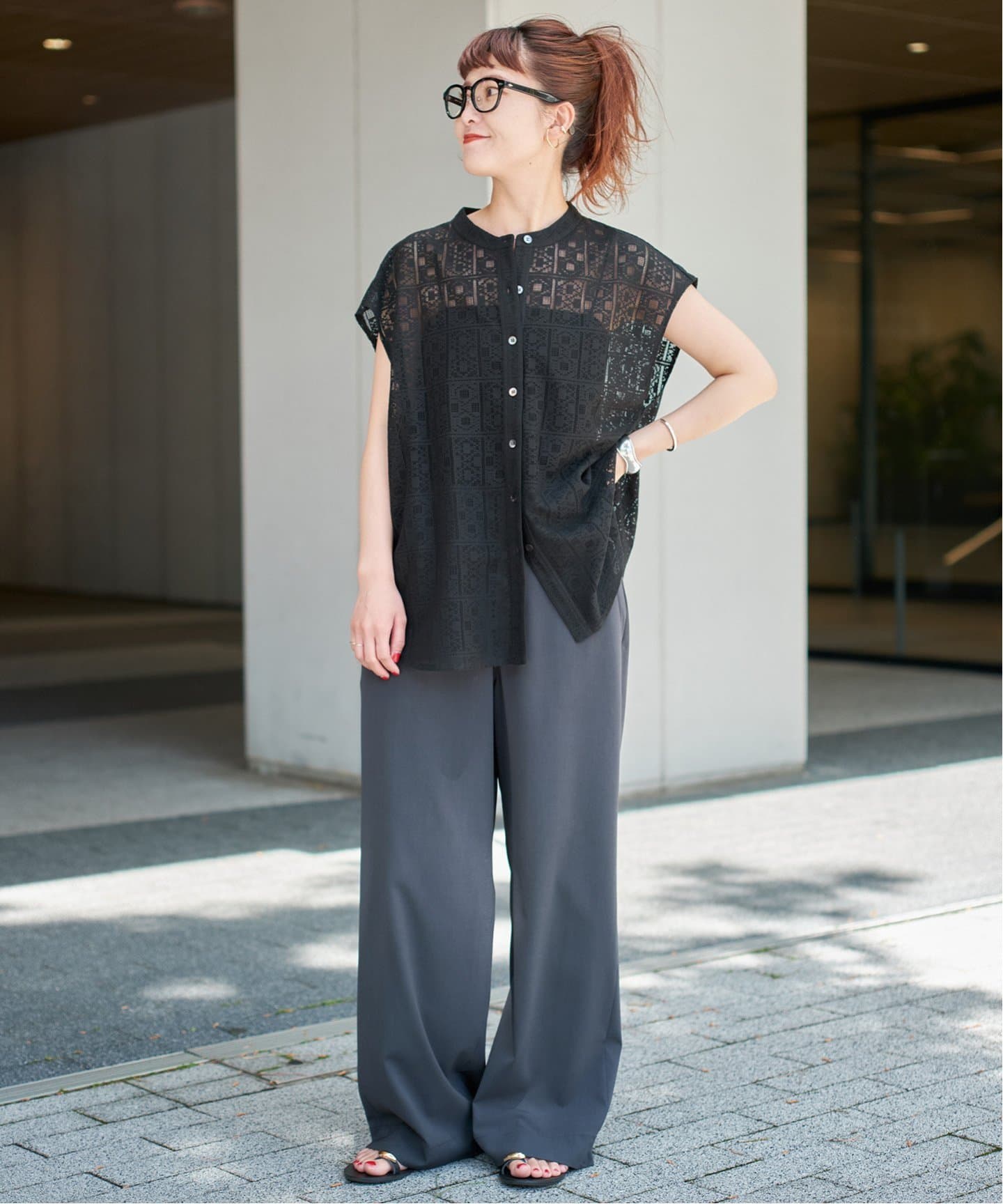 Spick&Span「PEレースフレンチスリーブシャツ」 追加4予約》PEレースフレンチスリーブシャツ（シャツ／ブラウス