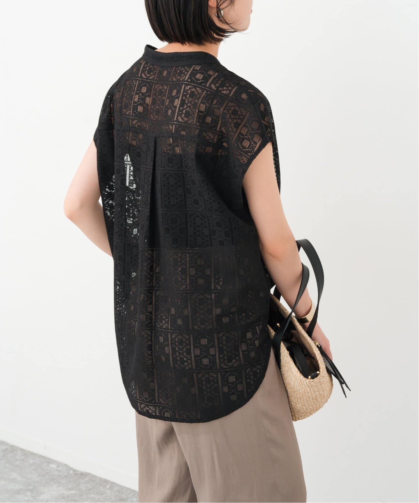 Spick and Span スピックアンドスパン　レースハーフスリーブシャツ ハーフスリーブレースパーカー（Tシャツ／カットソー）｜U by