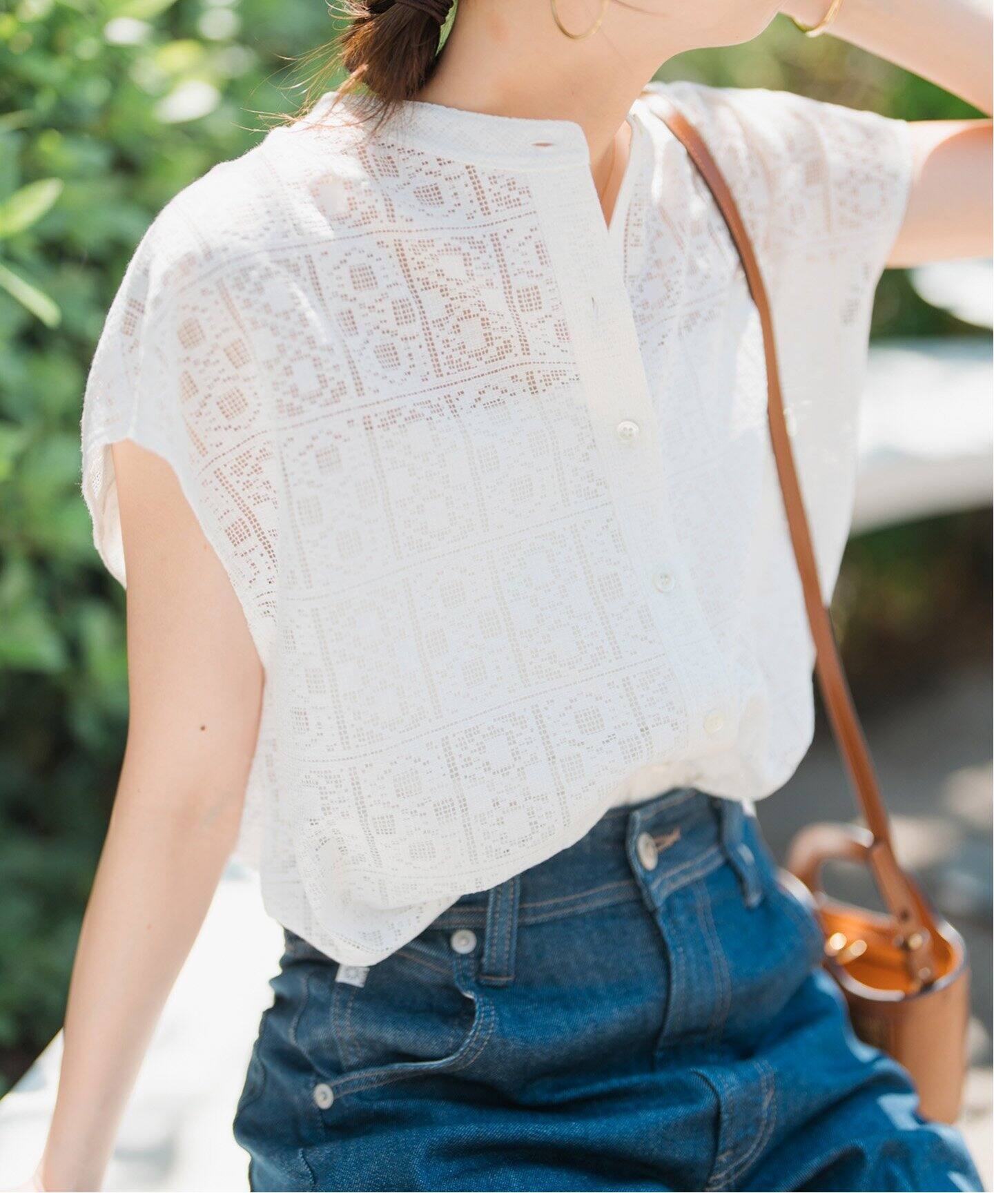 追加4》PEレースフレンチスリーブシャツ（シャツ／ブラウス）｜Spick