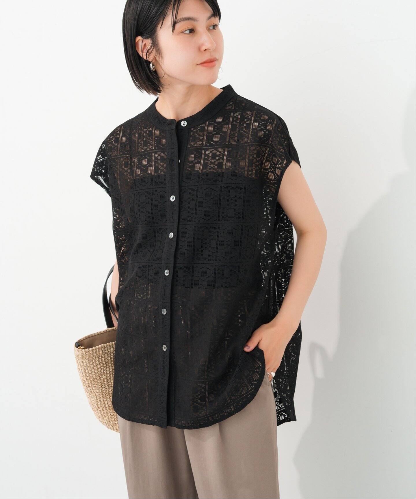 Spick and Span レースカットソー ハーフスリーブレースパーカー（Tシャツ／カットソー）｜U by