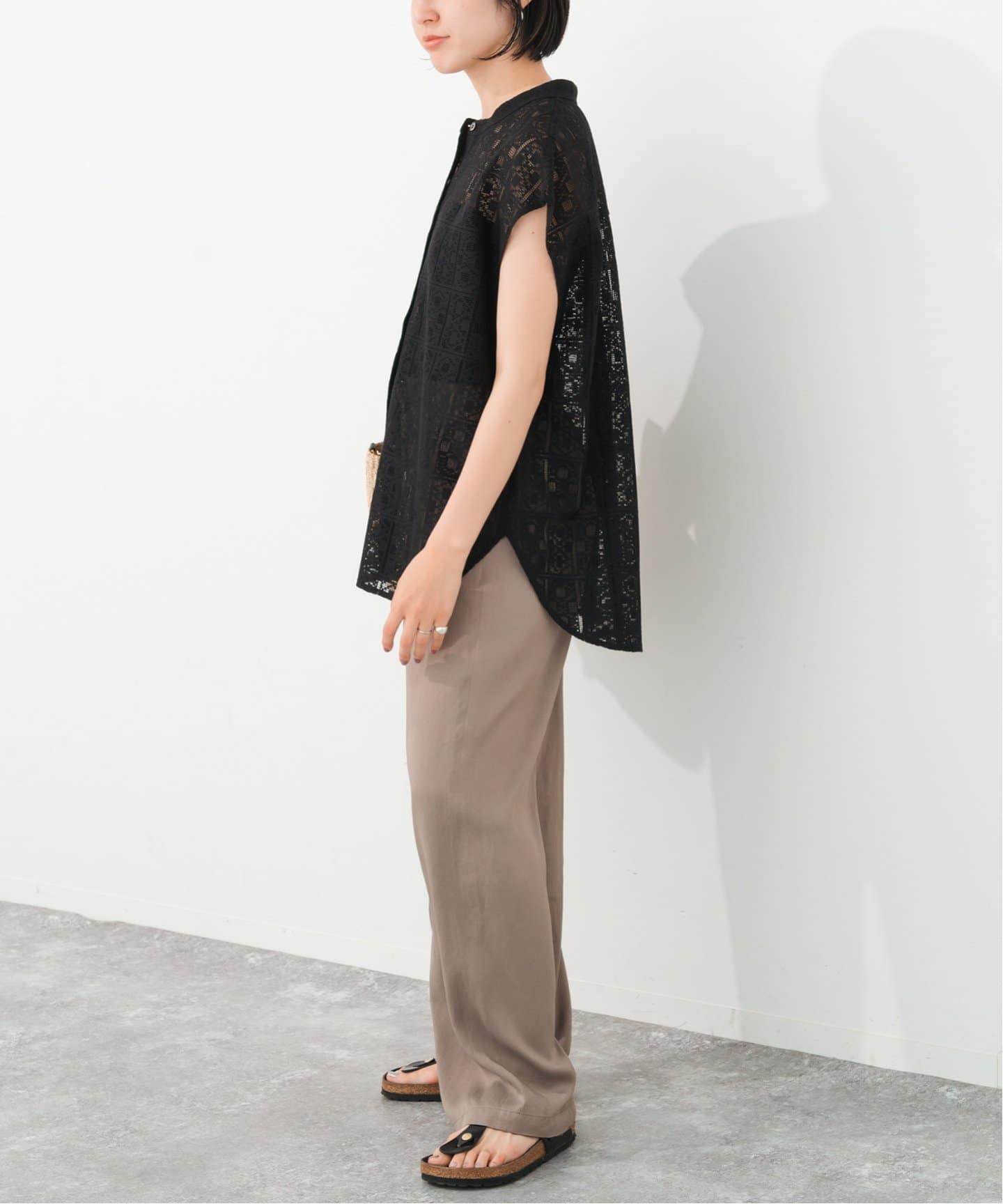 Spick&Span「PEレースフレンチスリーブシャツ」 追加4予約》PEレースフレンチスリーブシャツ（シャツ／ブラウス