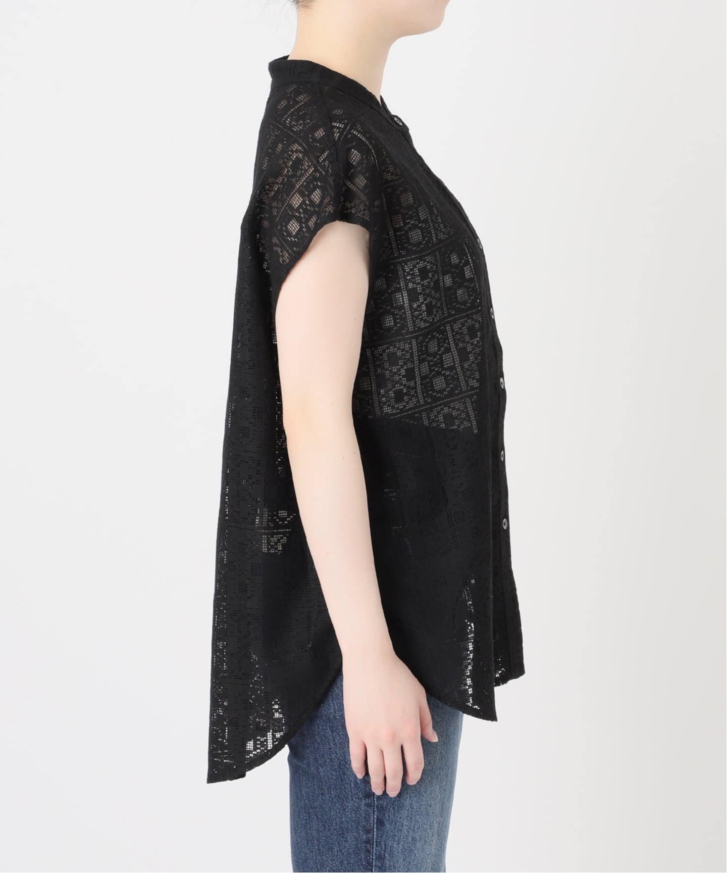 Spick&Span「PEレースフレンチスリーブシャツ」 追加4予約》PEレースフレンチスリーブシャツ（シャツ／ブラウス