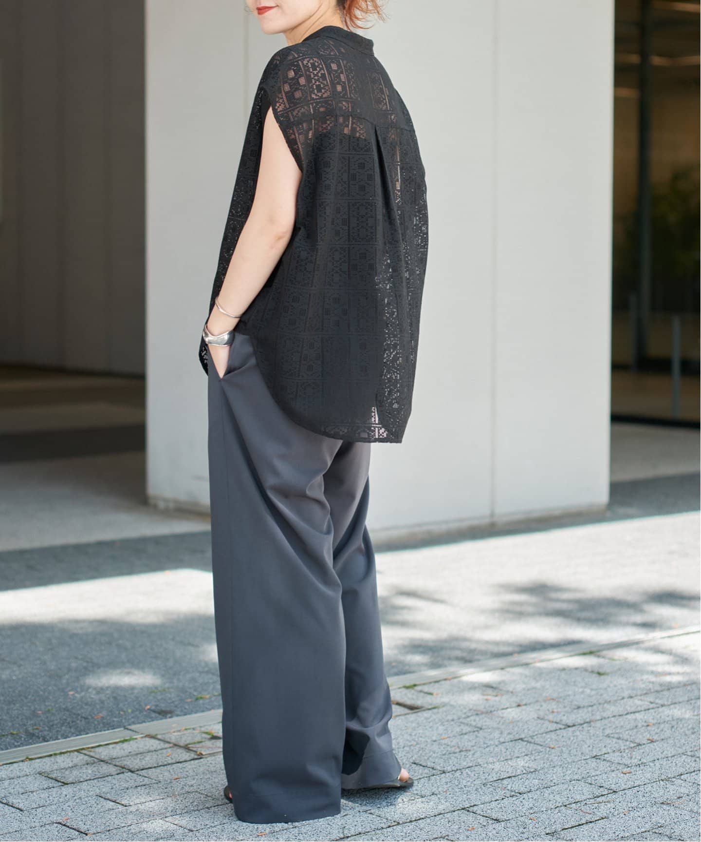Spick&Span「PEレースフレンチスリーブシャツ」 WEB限定》PEレースフレンチスリーブシャツ（シャツ／ブラウス