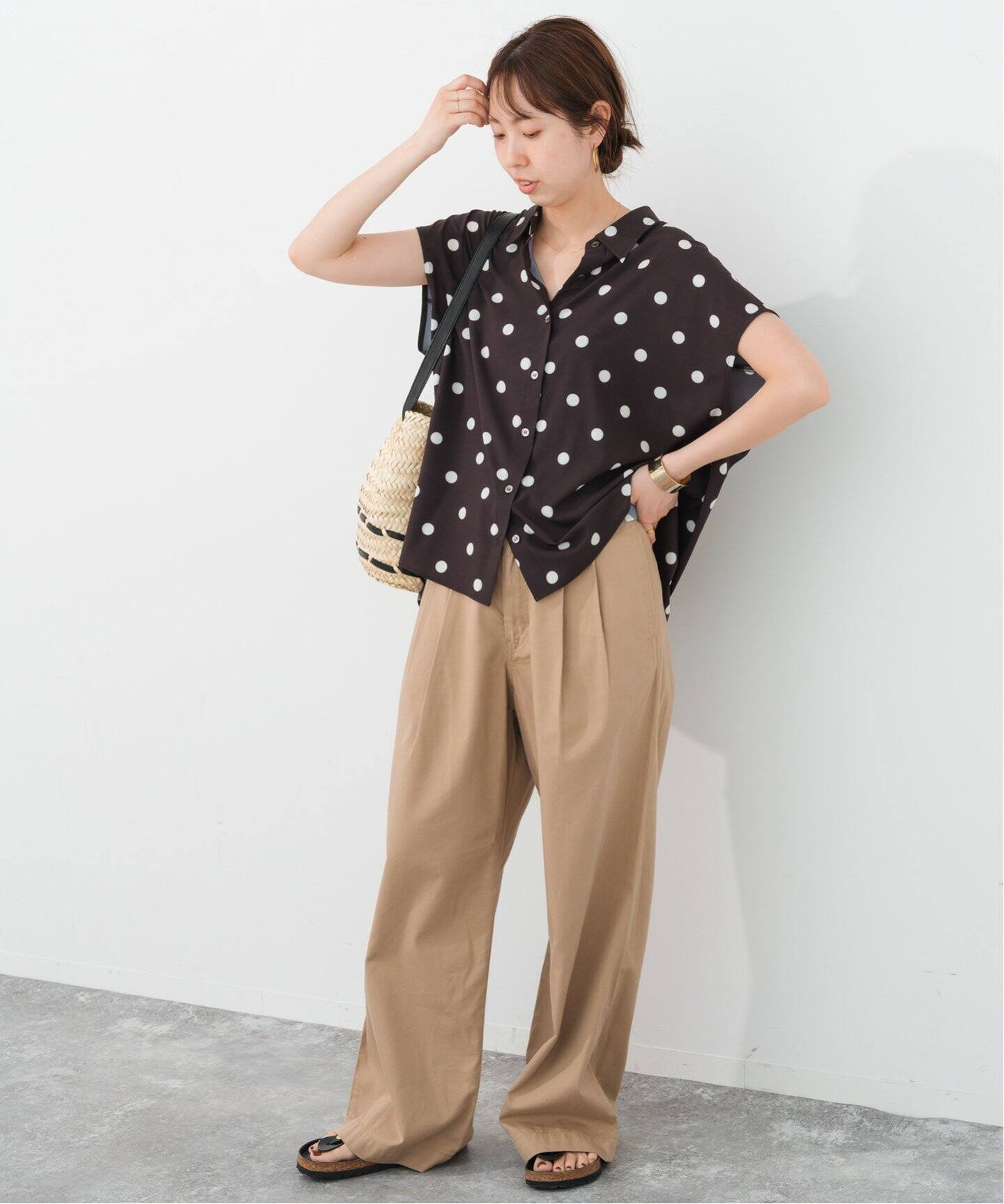 WEB限定予約》ドットフレンチスリーブシャツ（シャツ／ブラウス  