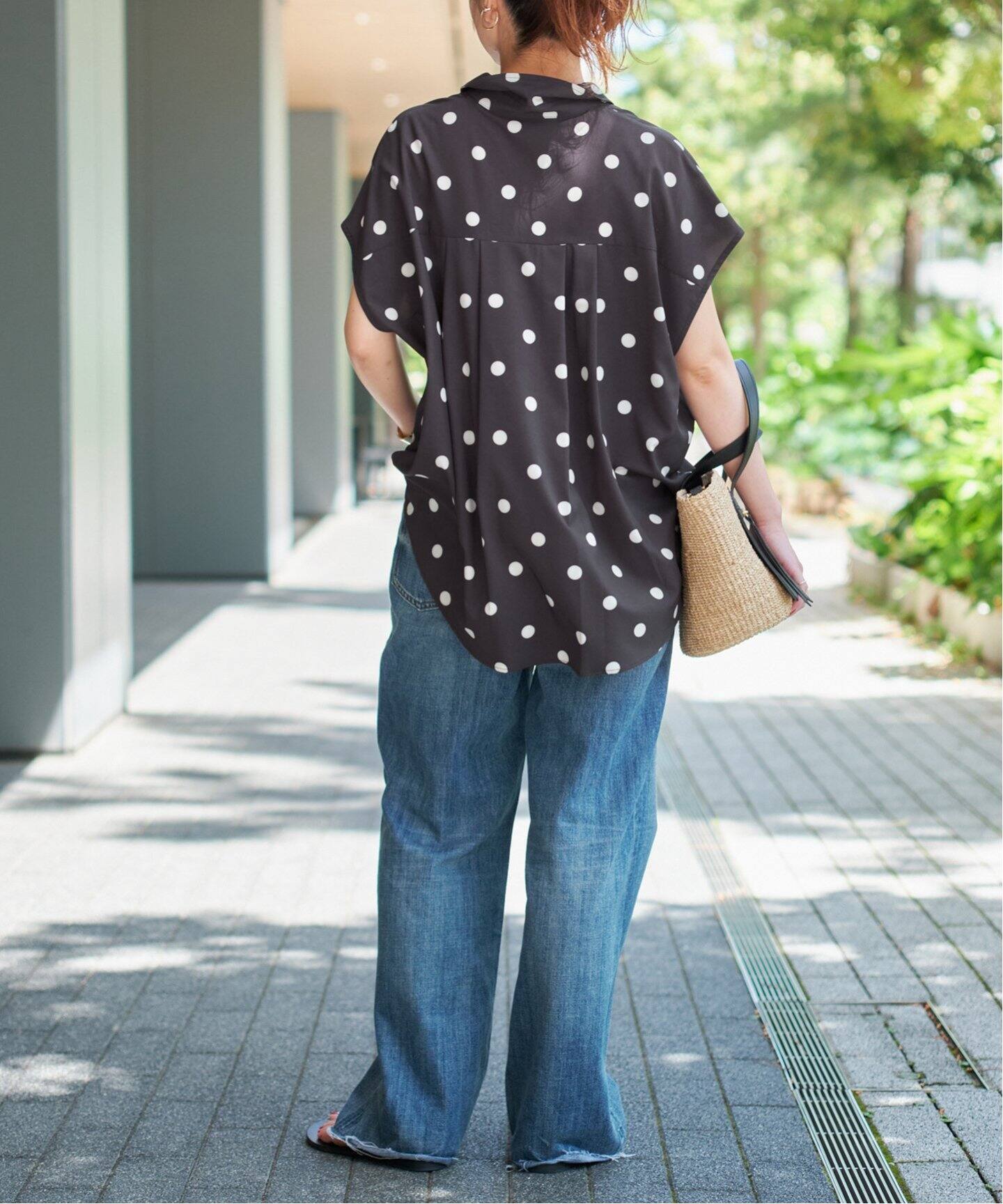 spick&span ドットプリントフレンチスリーブシャツ WEB限定3追加》ドットフレンチスリーブシャツ（シャツ／ブラウス