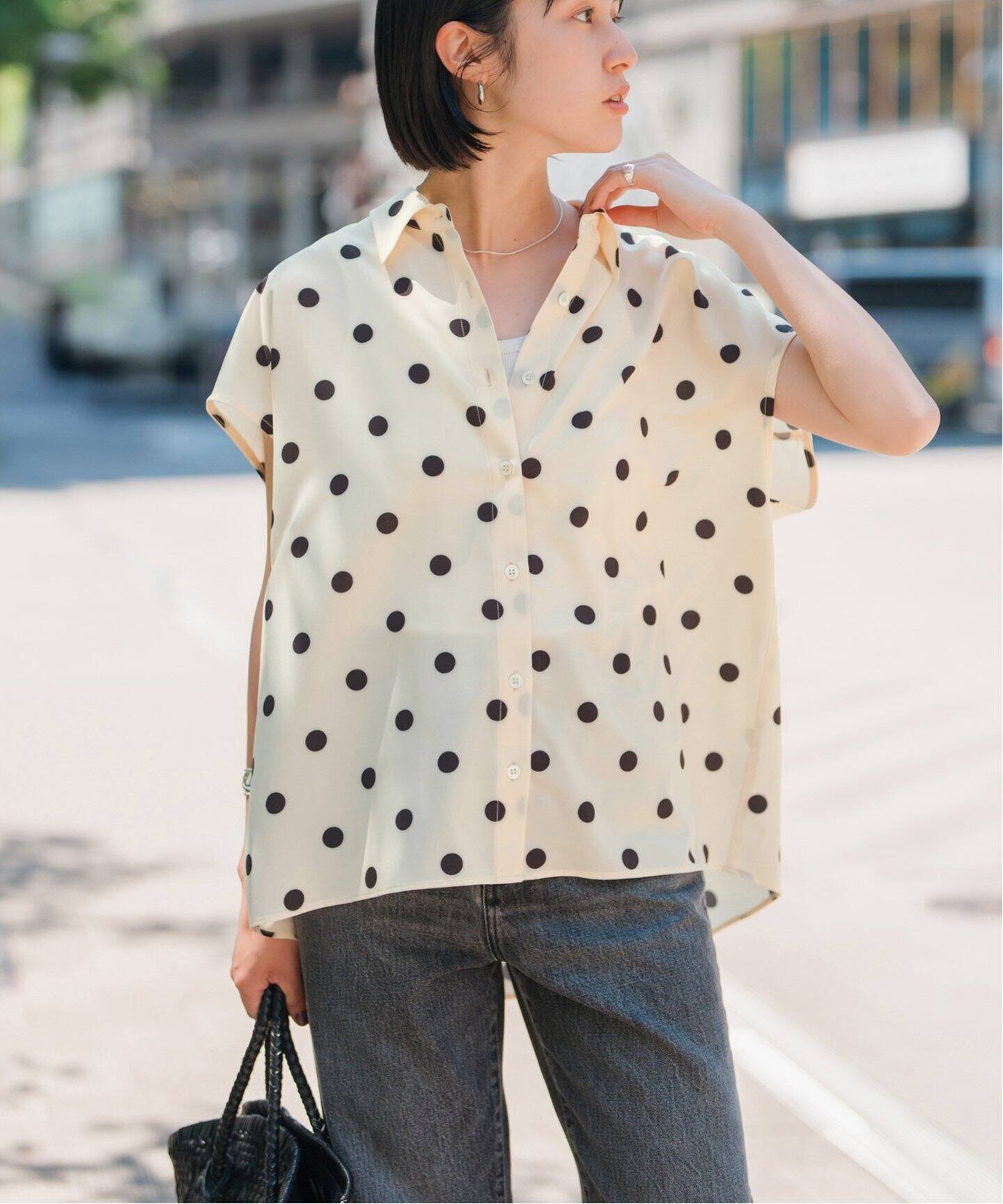 spick&span ドットプリントフレンチスリーブシャツ Spick & Span（スピックアンドスパン）の「ドットプリント