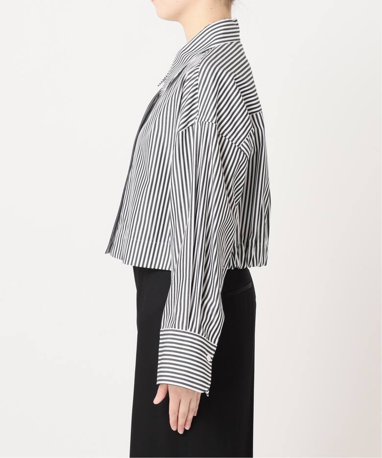 追加》ストライプクロップドカシュクールシャツ（シャツ／ブラウス 