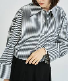 追加》ストライプクロップドカシュクールシャツ（シャツ／ブラウス 