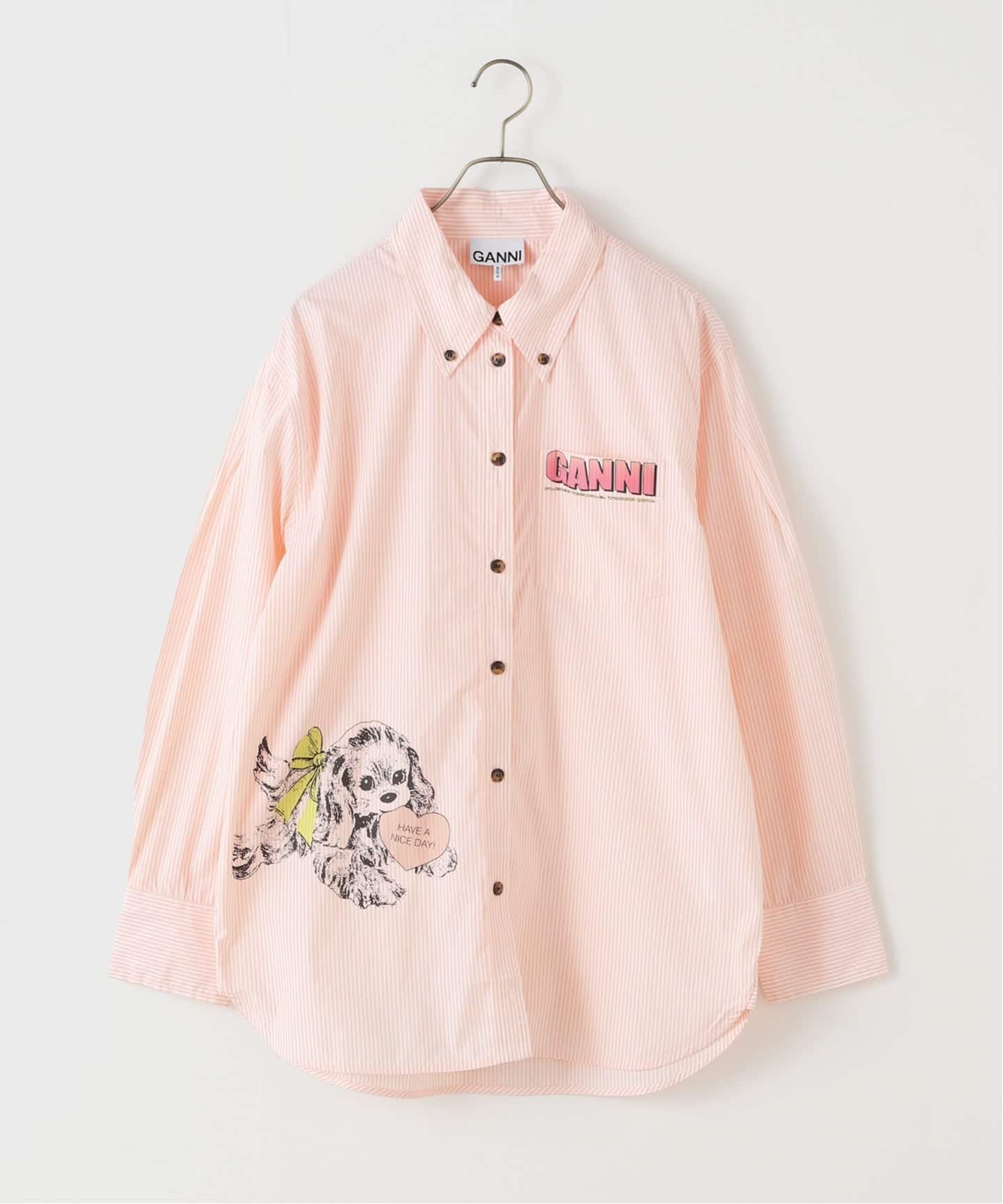 GANNI/ガニー Stripe Cotton Oversized Shirt（シャツ／ブラウス）｜U