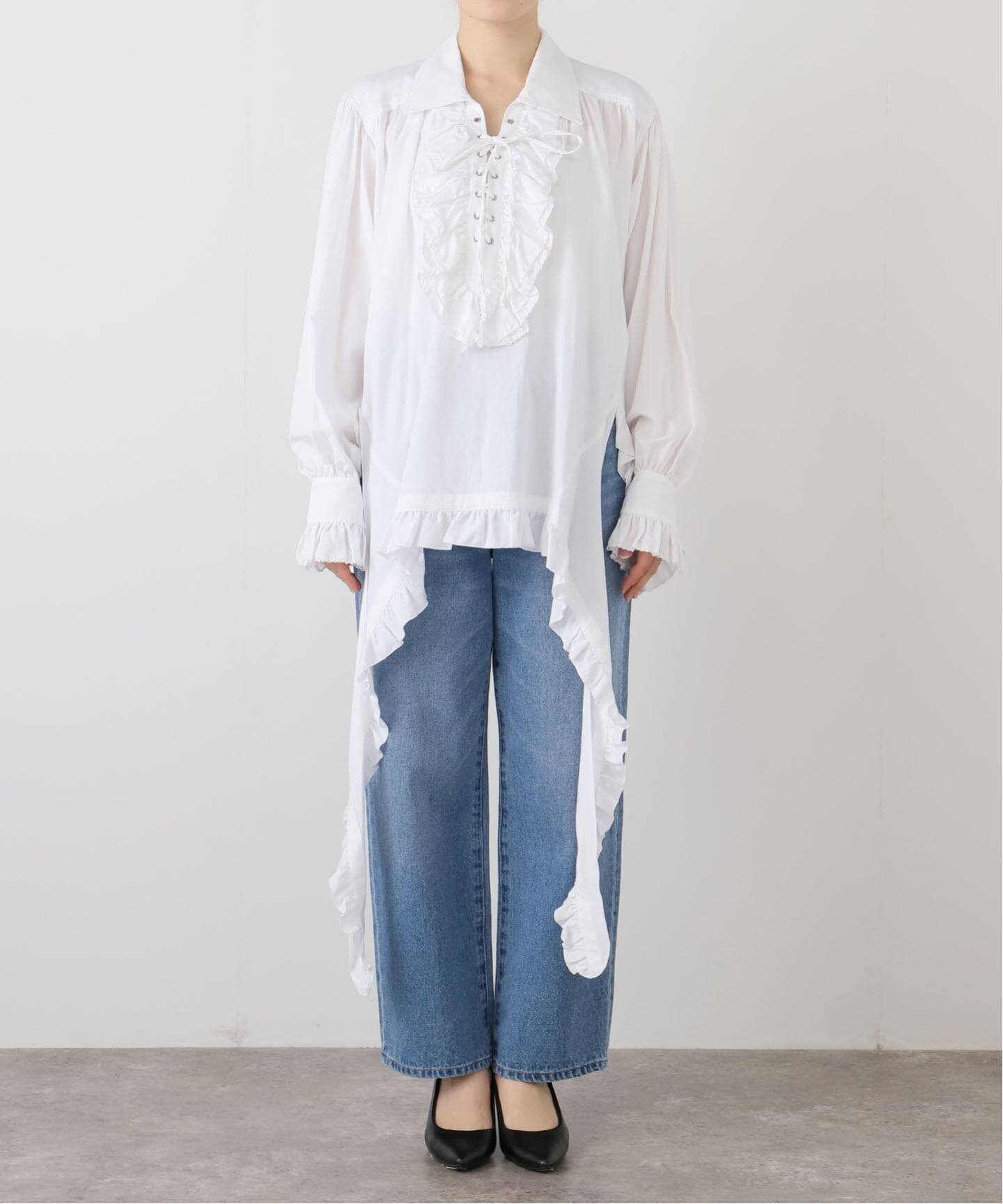 OPEN YY/オープンワイワイ RUFFLE TRIM BLOUSE（シャツ／ブラウス 