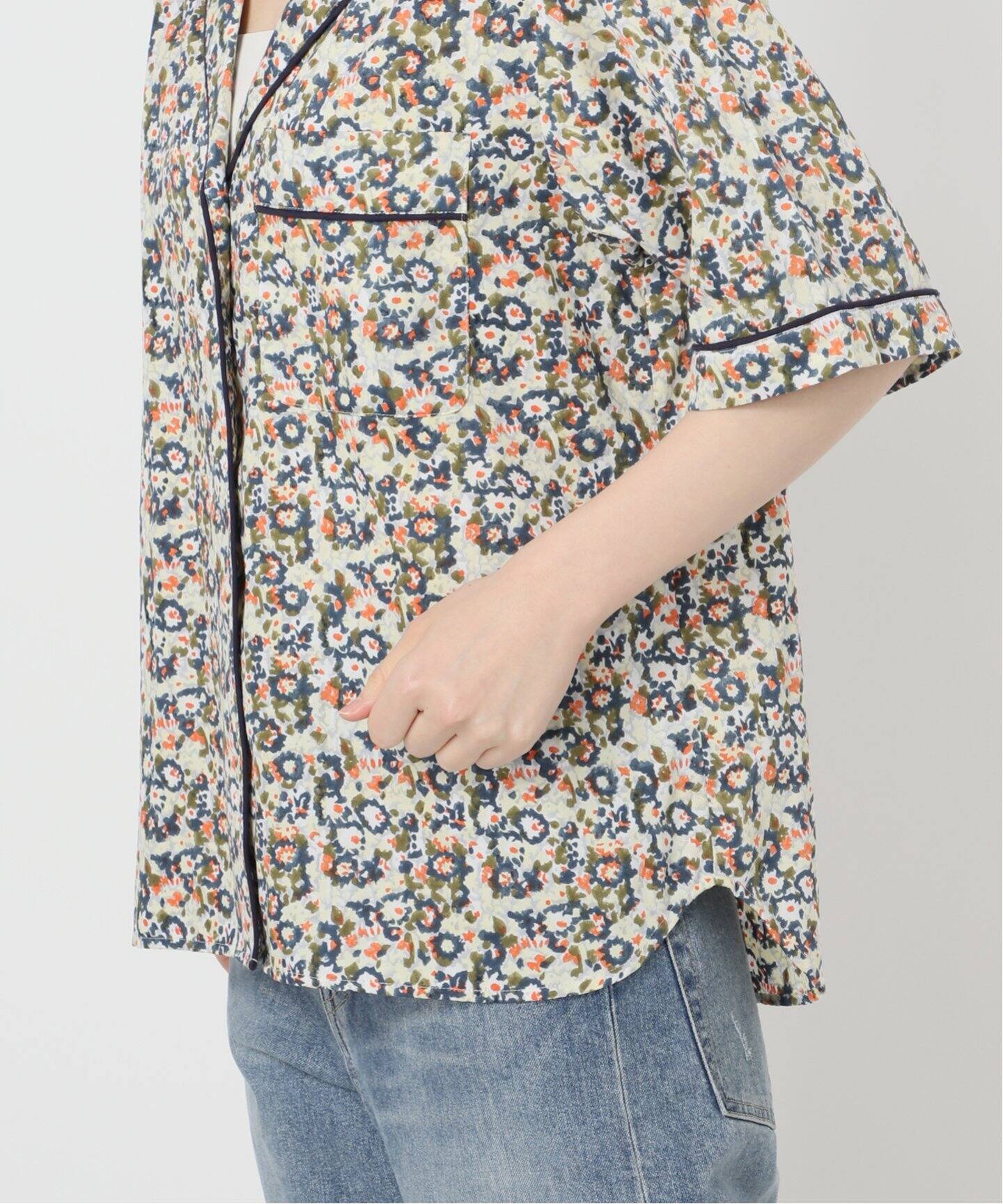 80サテンブロックプリントシャツ（シャツ／ブラウス）｜FRAMeWORK