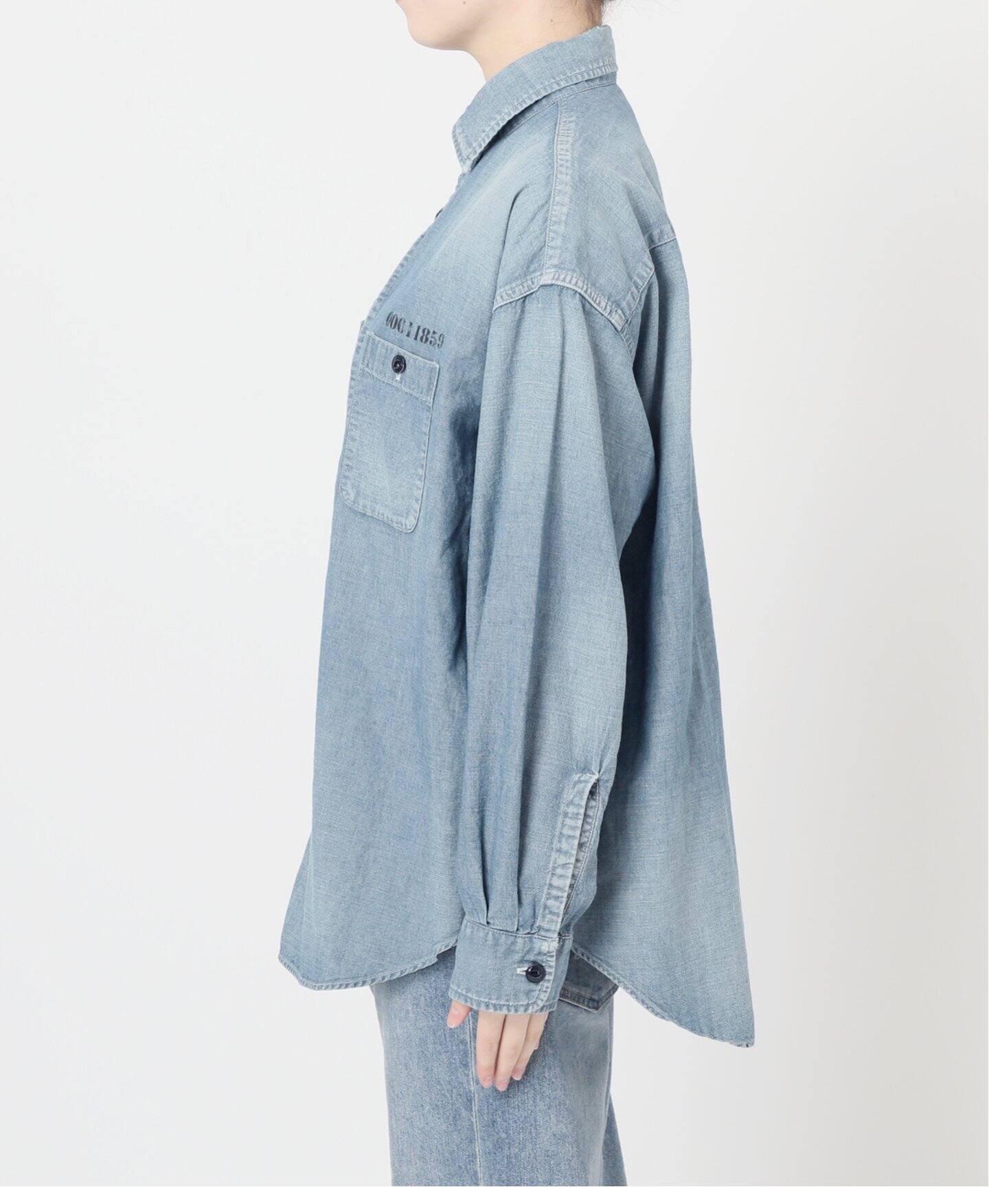 美品フレームワークダンガリー シャツ 2024コットンフリー定番人気