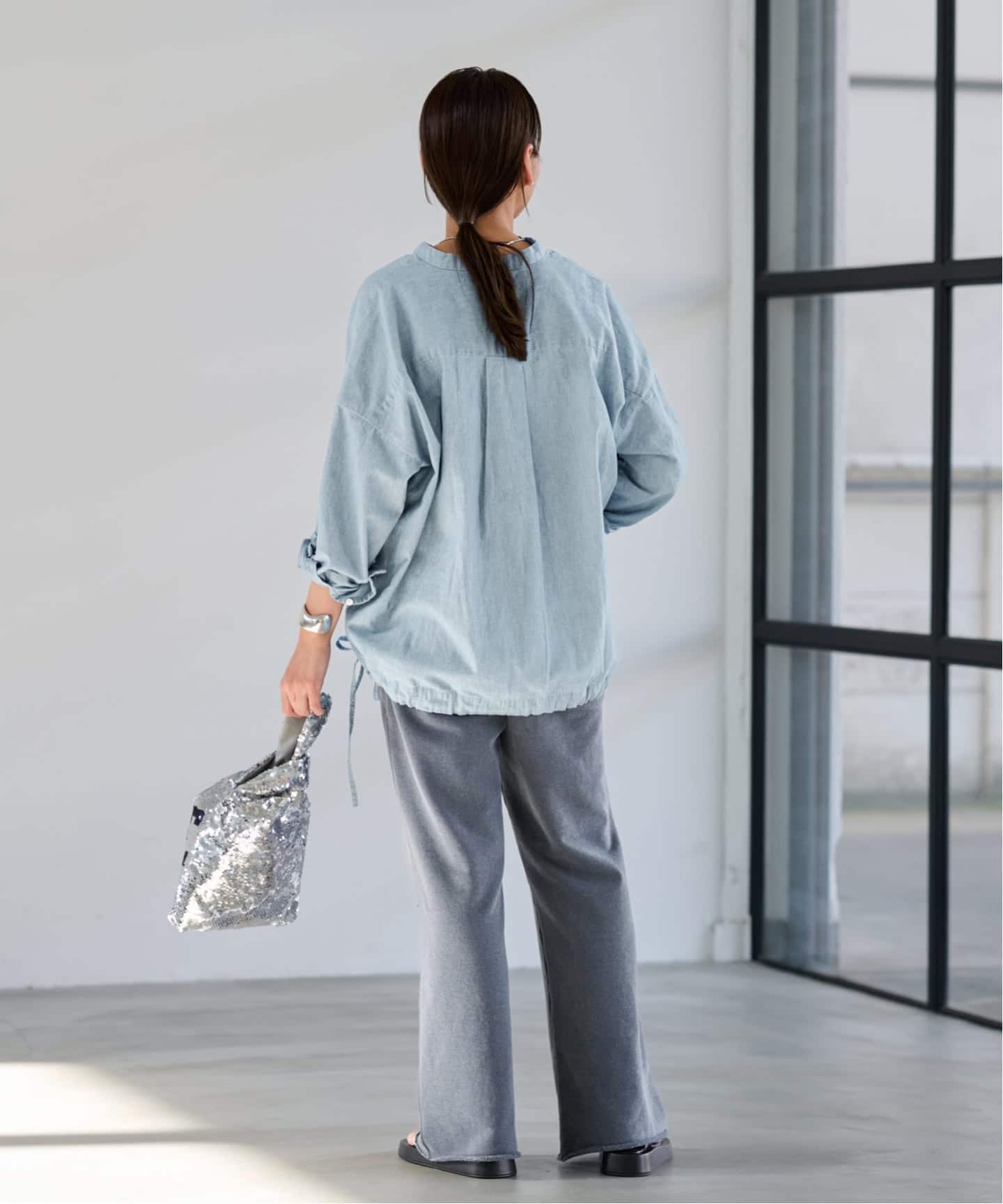 【FRAMeWORK】ダンガリードロストシャツ ブルー Fサイズ フレームワーク FRAMeWORK ≪WEB限定 / 追加予約≫ダンガリー