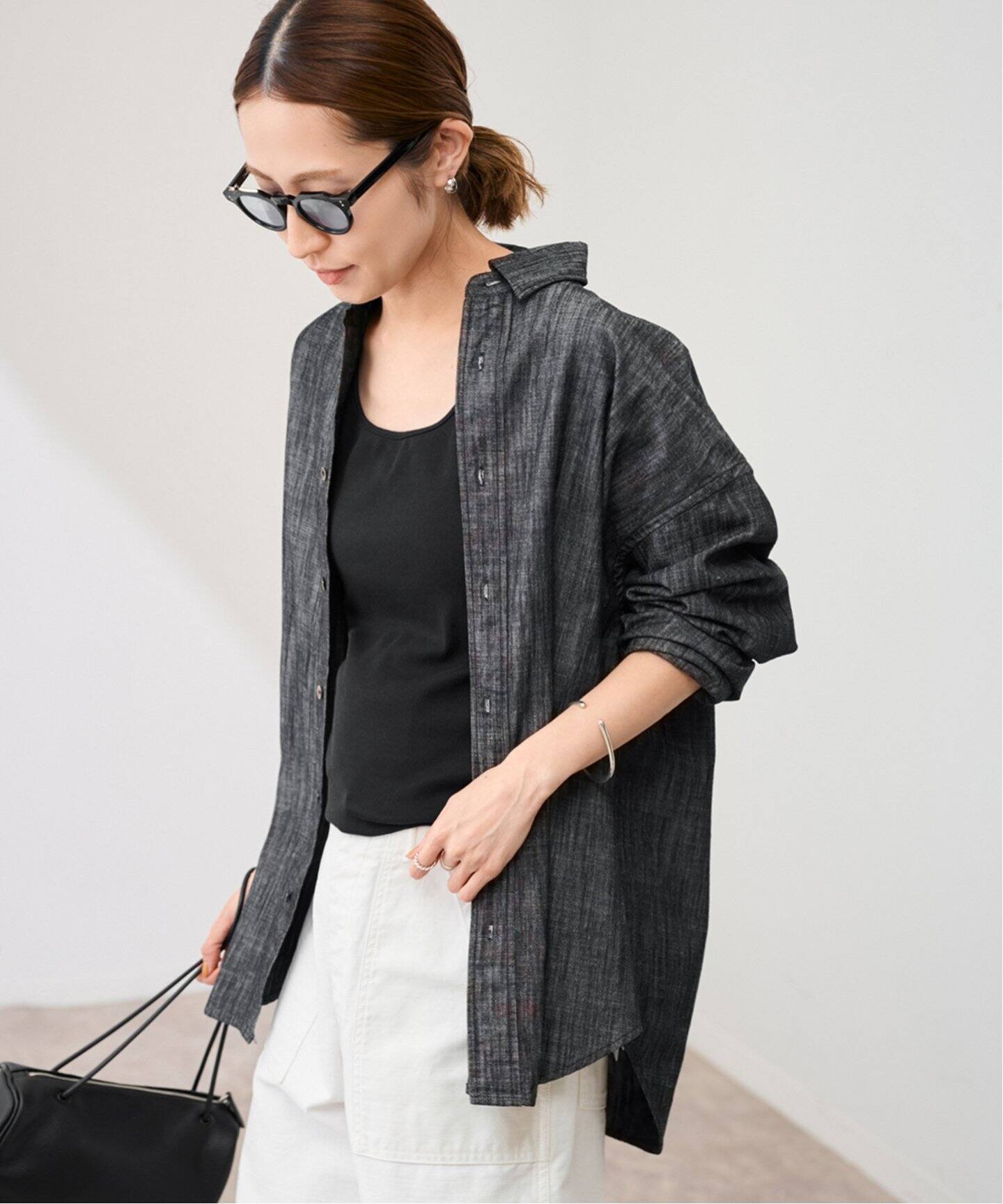 ご購入者様決定 デニム シフォン 異素材ミックス ブラウス ピンク長袖