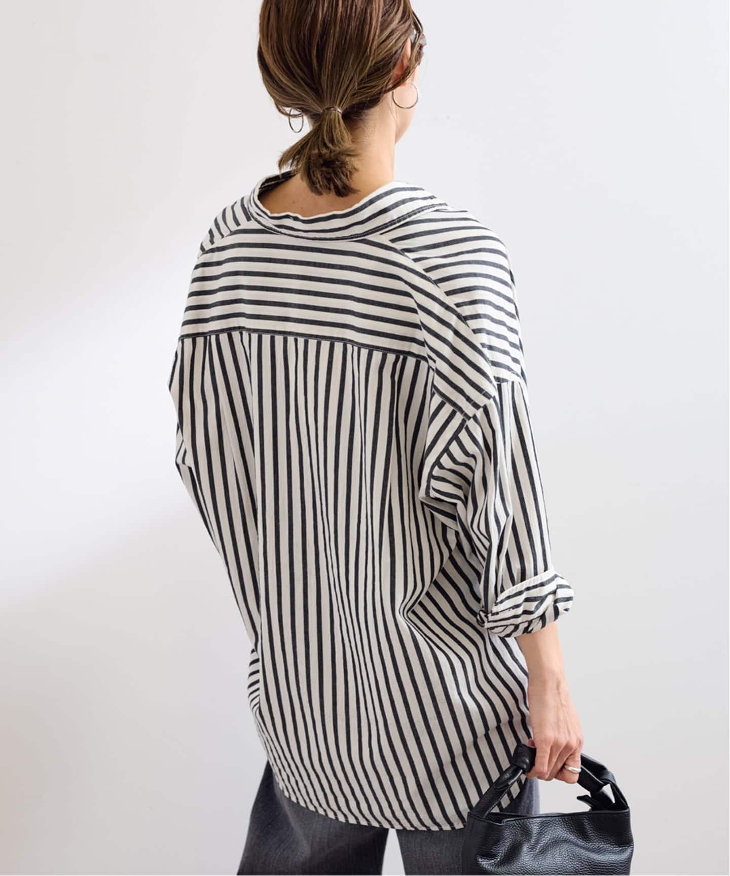 24ss 美品 フレームワーク コットンストライプレギュラーカラーシャツ F ≪WEB限定 / 追加≫コットンストライプレギュラーカラーシャツ 2