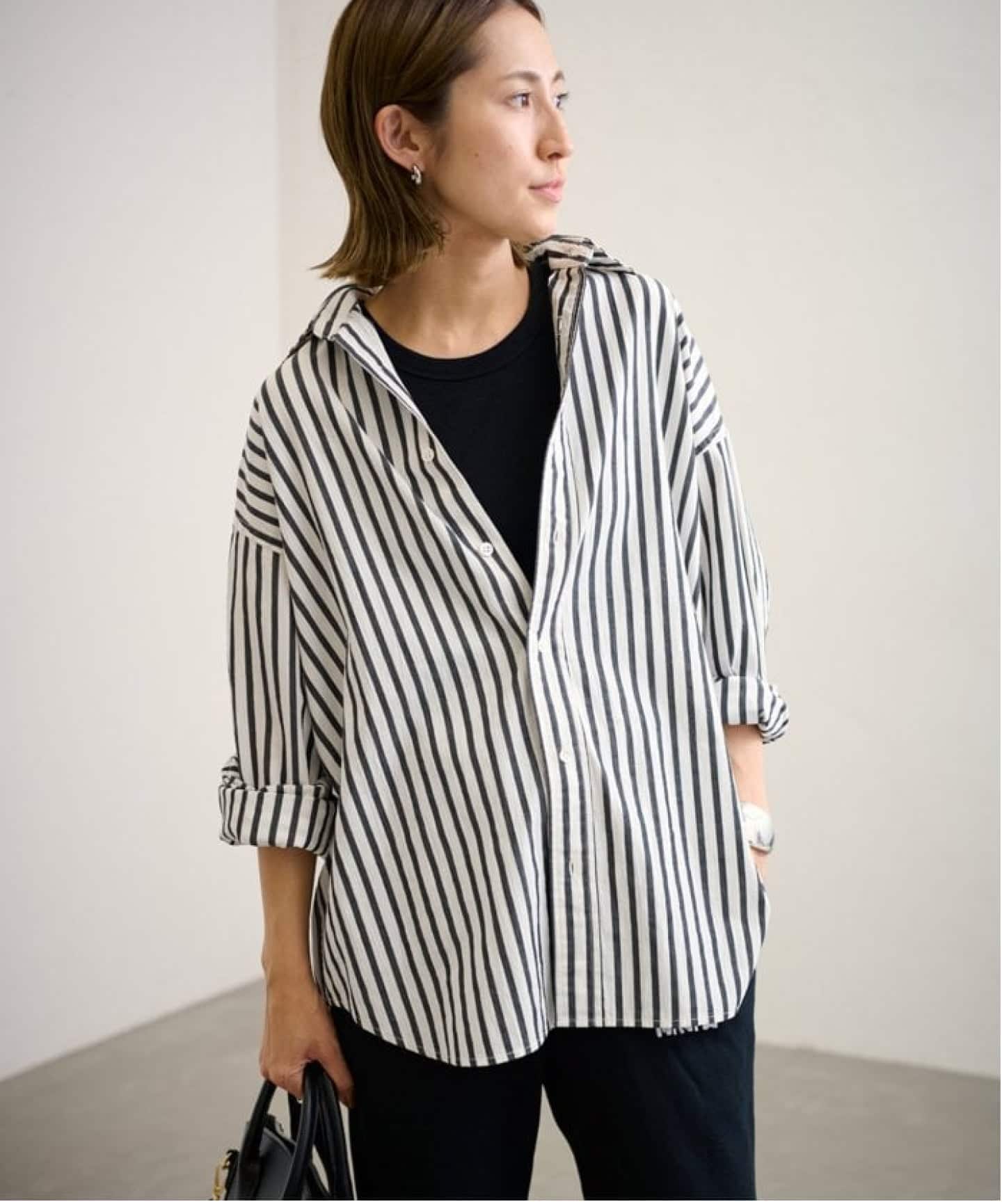 24ss 美品 フレームワーク コットンストライプレギュラーカラーシャツ F ≪WEB限定 / 追加≫コットンストライプレギュラーカラーシャツ 2