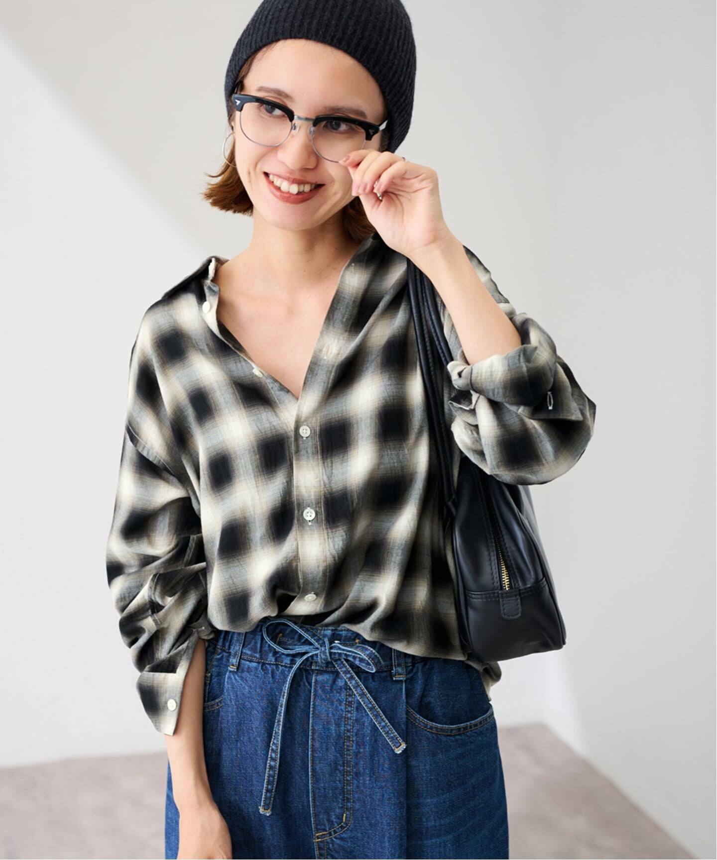 コットンレーヨンオンブレーチェックシャツ（シャツ／ブラウス