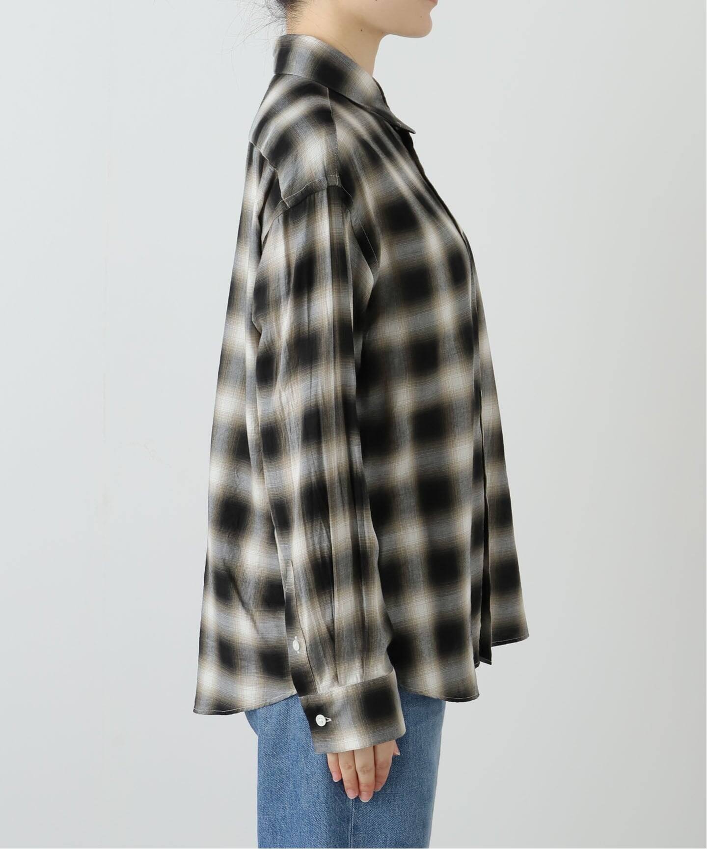 コットンレーヨンオンブレーチェックシャツ（シャツ／ブラウス