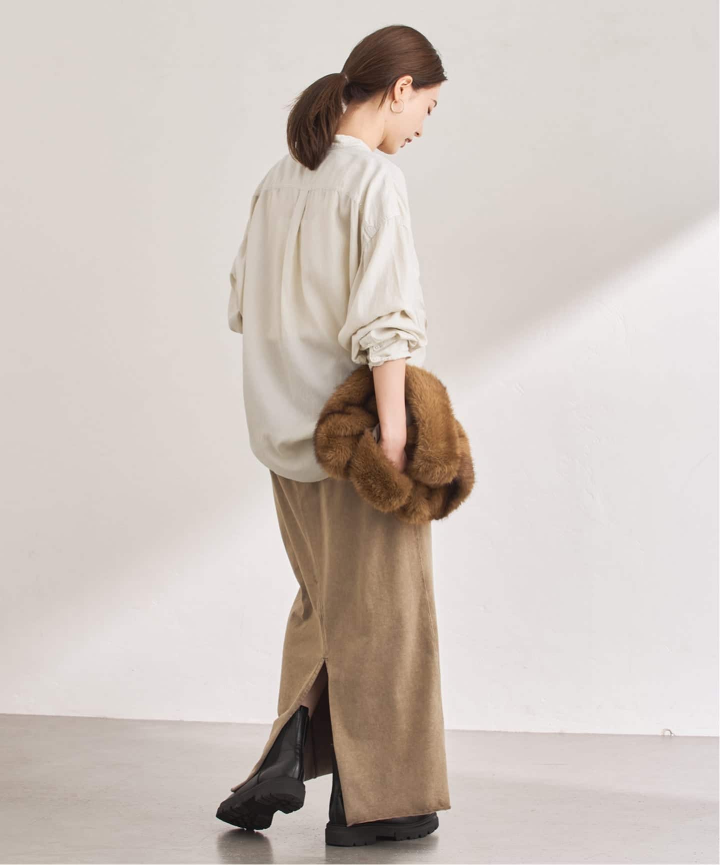 2025今季新品フレームワーク　完売キャプラコットンガーメントダイシャツブラウン キュプラコットンガーメントダイシャツ（シャツ／ブラウス