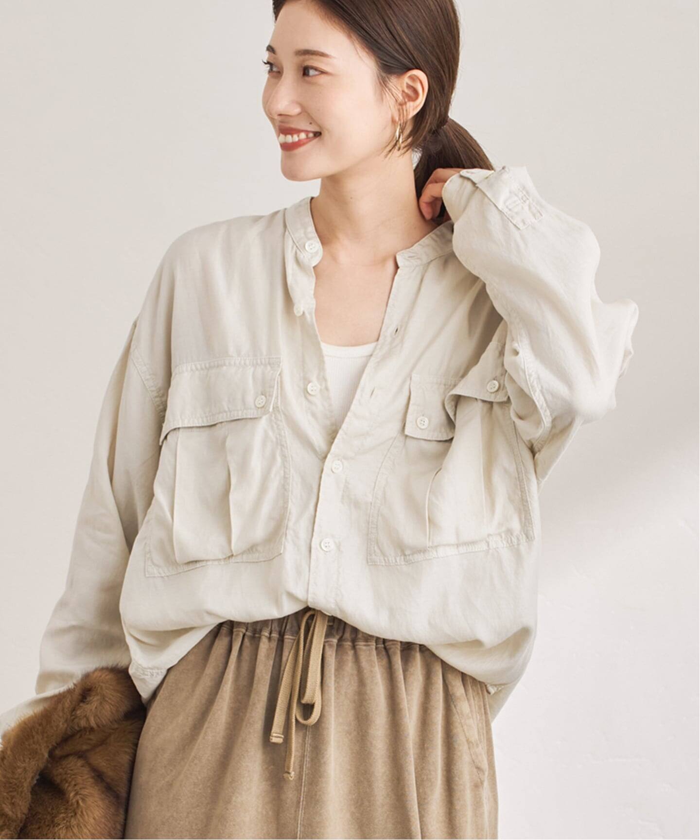 キュプラコットンガーメントダイシャツ（シャツ／ブラウス