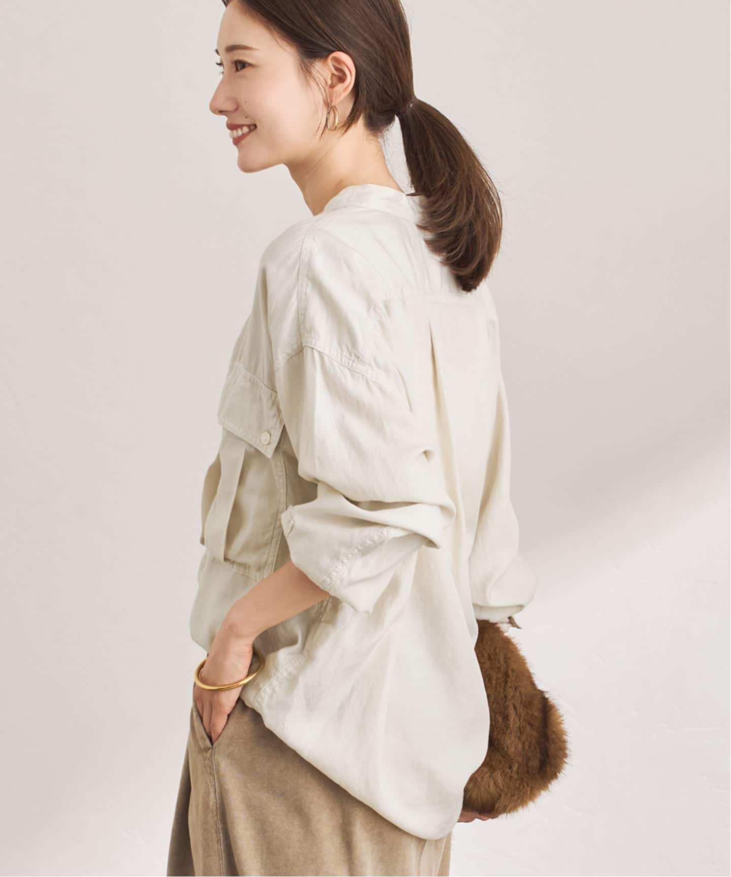 キュプラコットンガーメントダイシャツ（シャツ／ブラウス