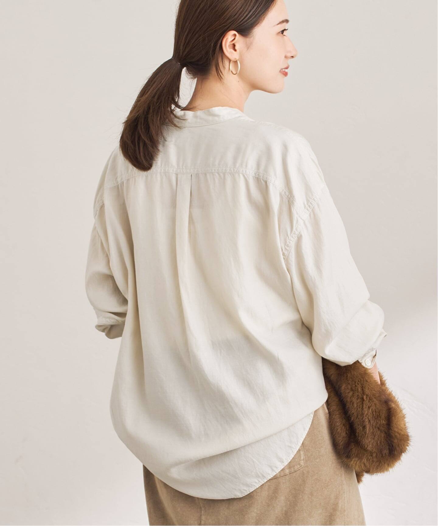 2025今季新品フレームワーク　完売キャプラコットンガーメントダイシャツブラウン キュプラコットンガーメントダイシャツ（シャツ／ブラウス