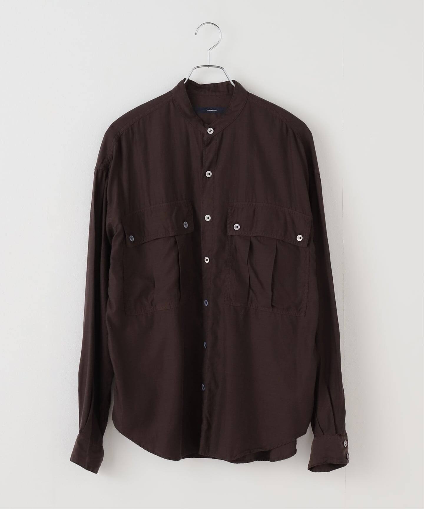 2025今季新品フレームワーク　完売キャプラコットンガーメントダイシャツブラウン キュプラコットンガーメントダイシャツ（シャツ／ブラウス