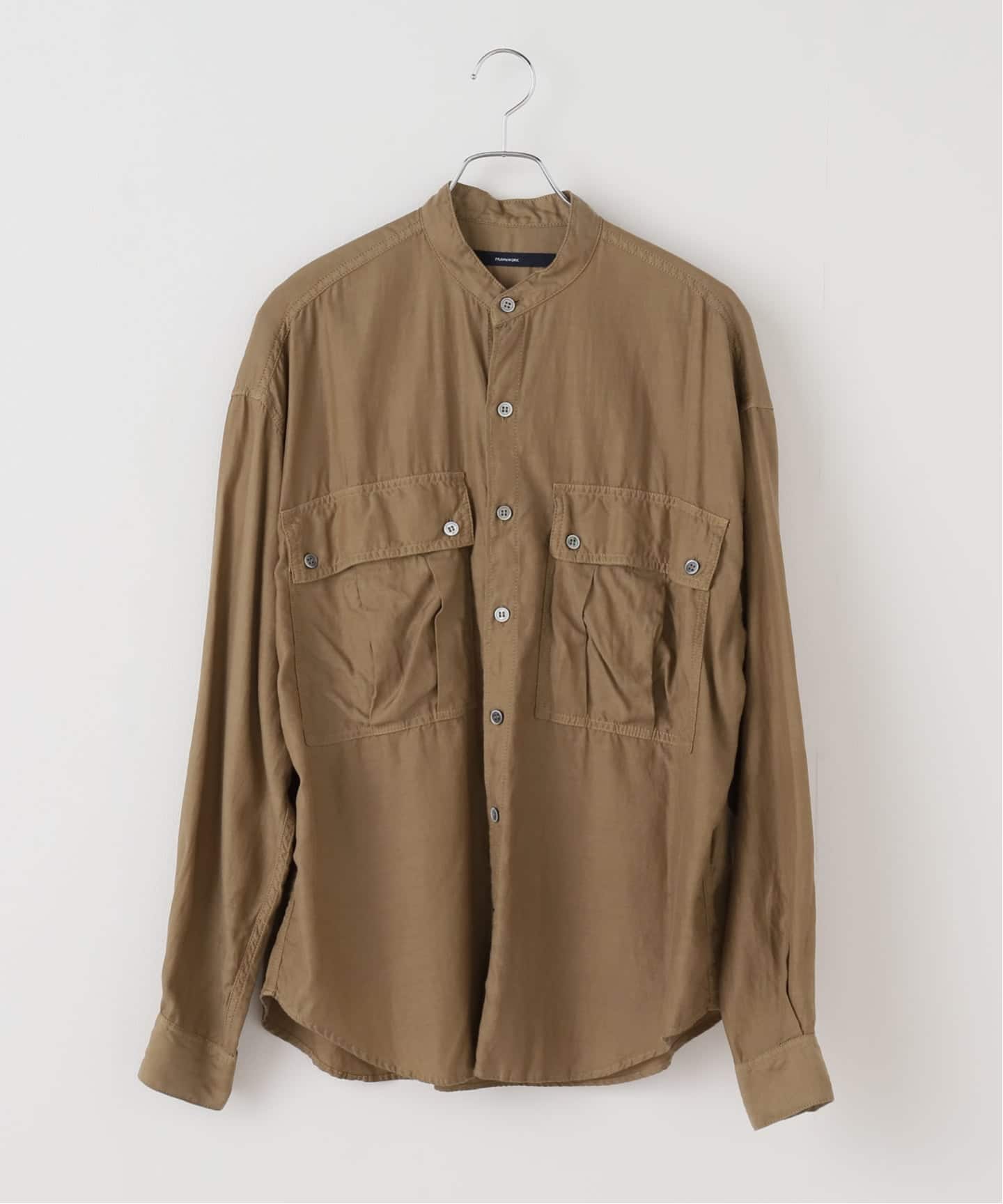 2025今季新品フレームワーク　完売キャプラコットンガーメントダイシャツブラウン キュプラコットンガーメントダイシャツ（シャツ／ブラウス