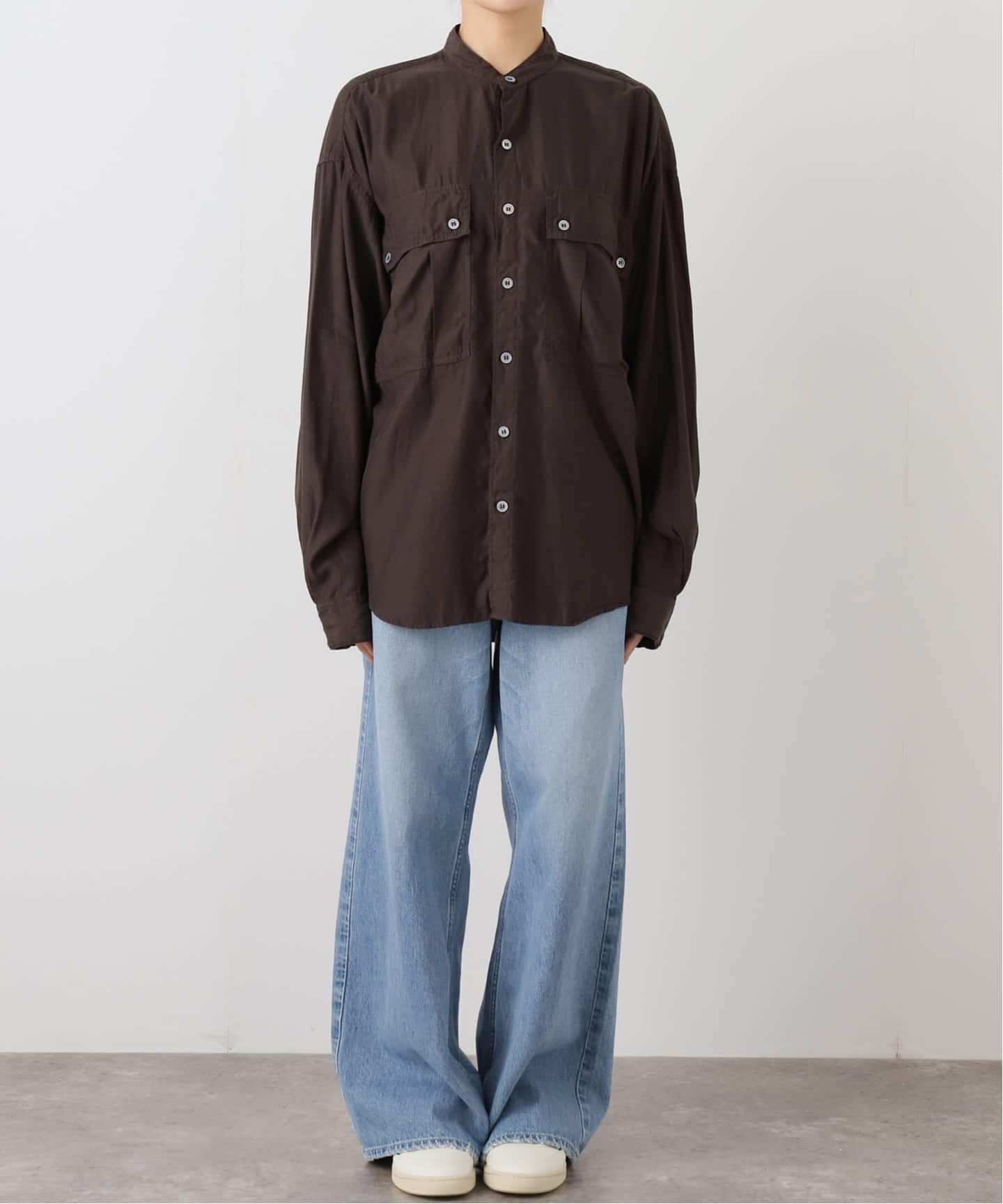 2025今季新品フレームワーク　完売キャプラコットンガーメントダイシャツブラウン キュプラコットンガーメントダイシャツ（シャツ／ブラウス