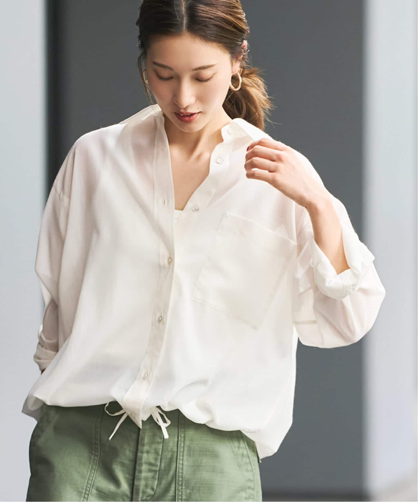 フレームワーク　シアートロドロストレギュラーシャツ　グレー　新品タグ付き シアートロドロストレギュラーシャツ（シャツ／ブラウス