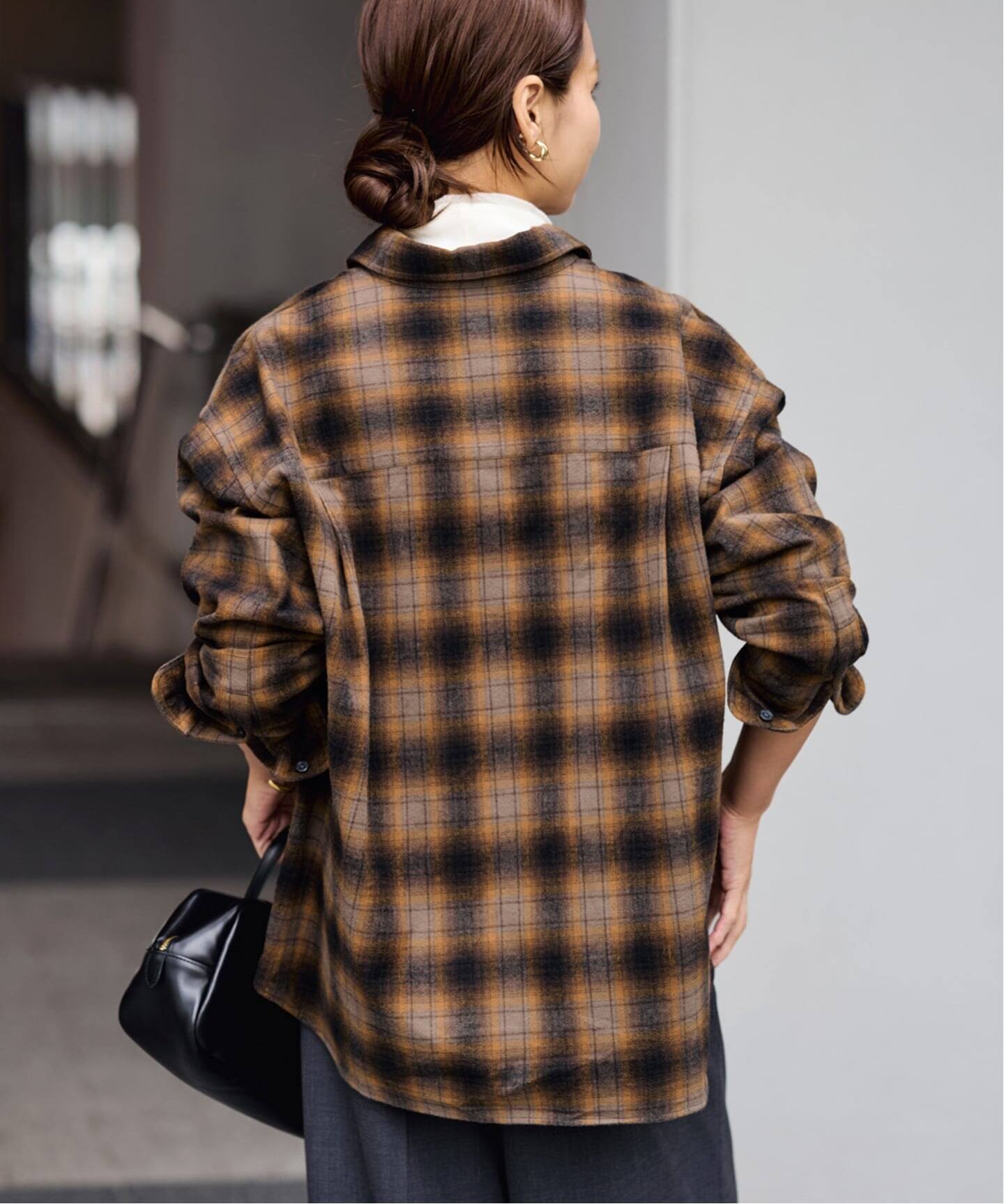 FRAMeWORK ネルチェックシャツ 長袖シャツ フレームワーク ブラウン ネルチェックシャツ（シャツ／ブラウス）｜FRAMeWORK（フレームワーク